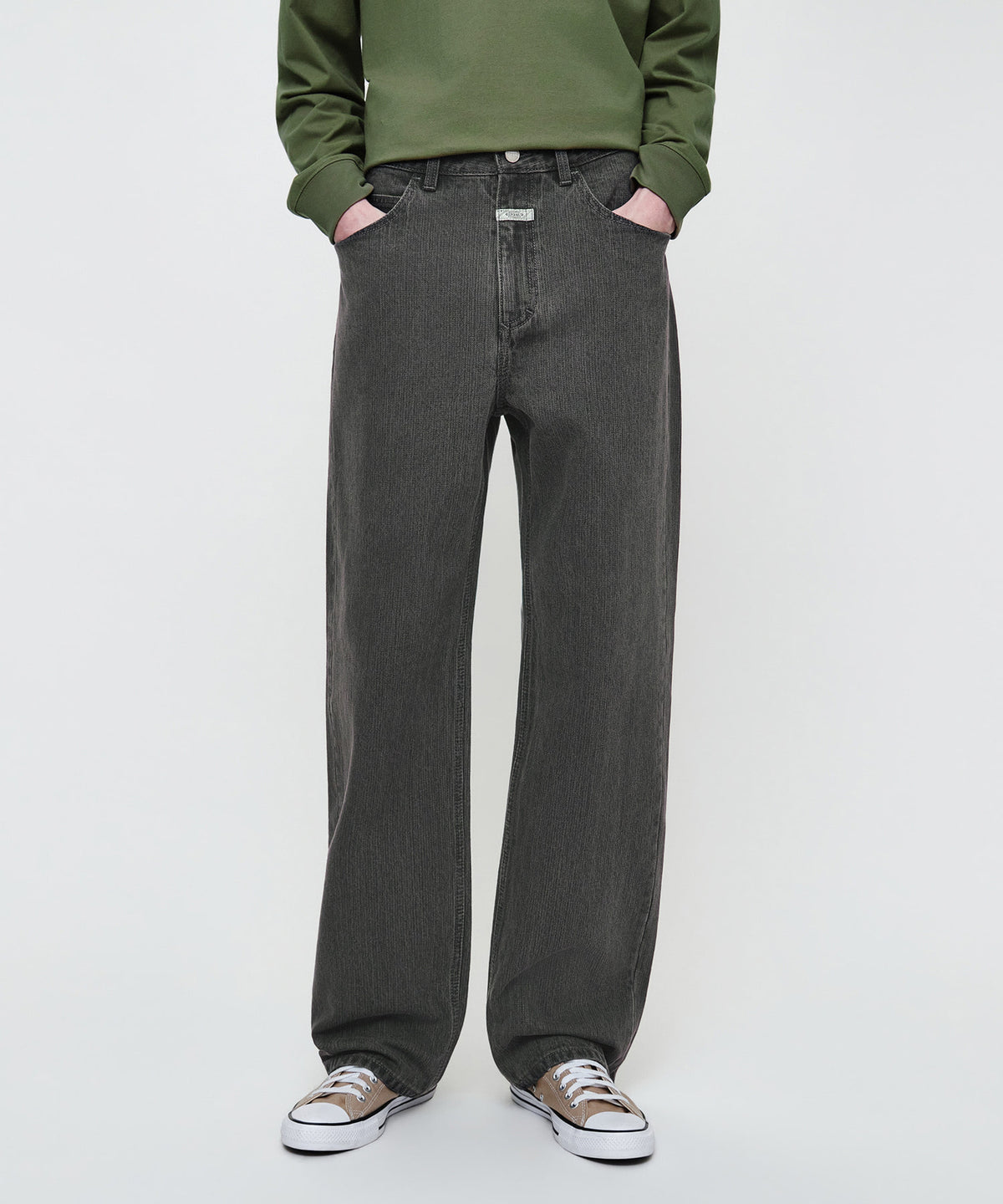 Marithe & Francois Girbaud - Semi-wide Broken Twill Denim Pants (Gray) product image 1 | TRAB K-Fashion Australia