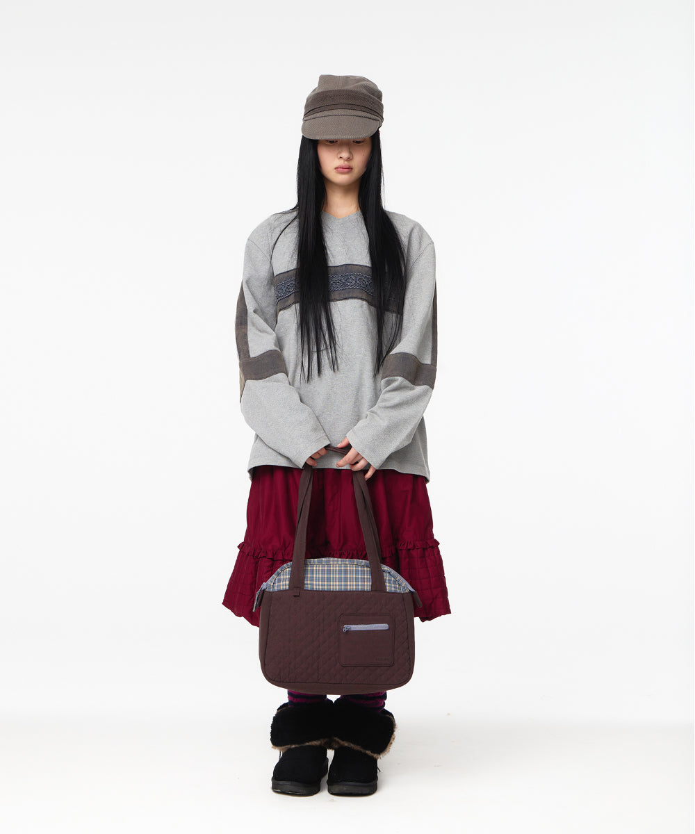 Coyseio - Check Quilted Tote Bag (Brown) product image 3 | TRAB K-Fashion Australia