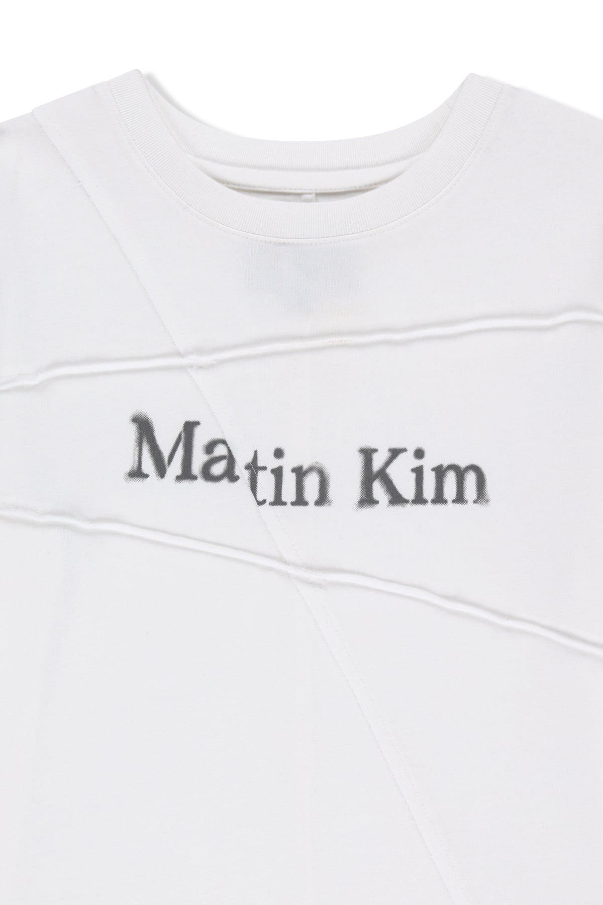 Matin Kim - Diagonal Cut Logo Crop Top (White) product image 3 | TRAB K-Fashion Australia