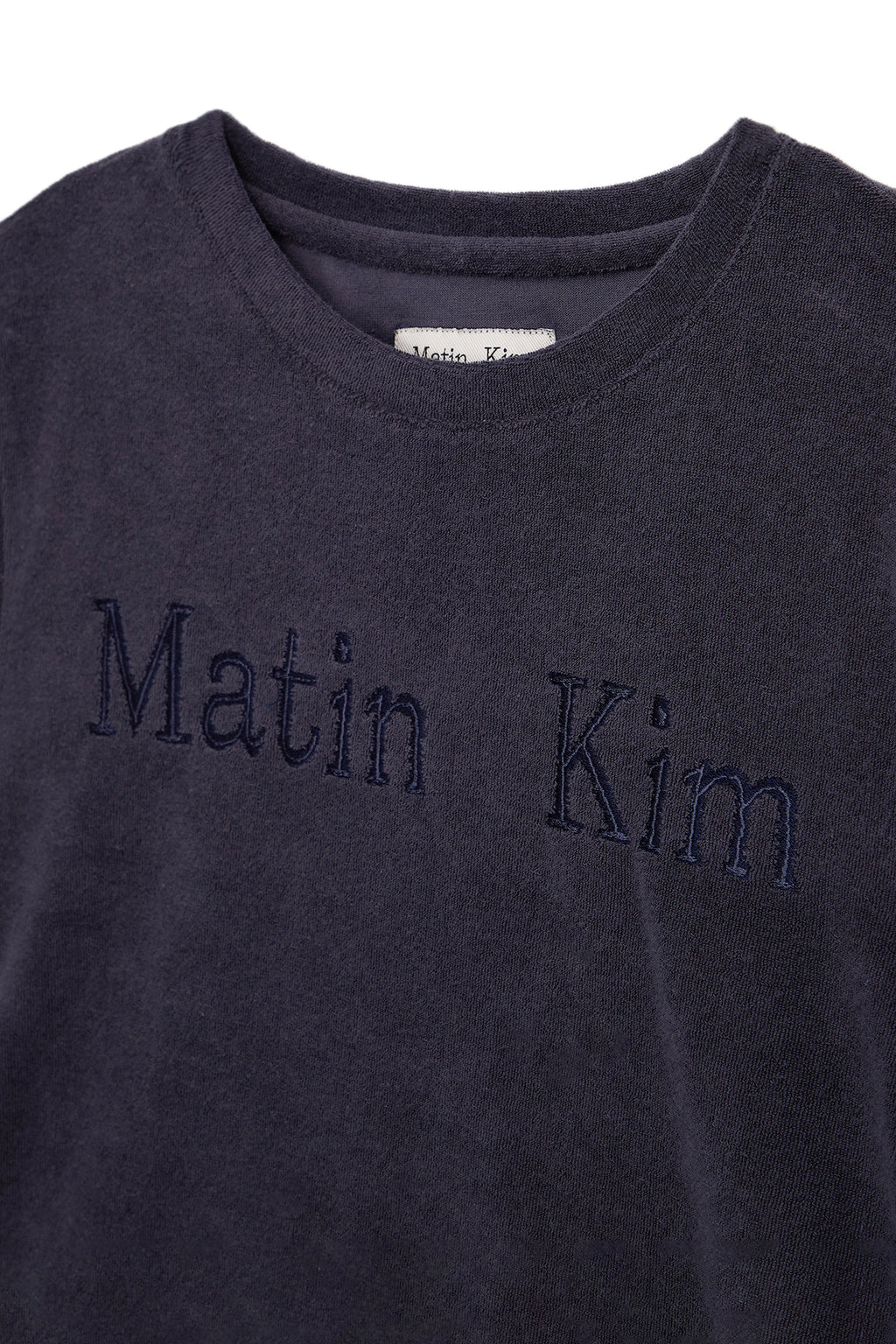 Matin Kim - Logo Point Terry Crop Top (Navy) product image 3 | TRAB K-Fashion Australia