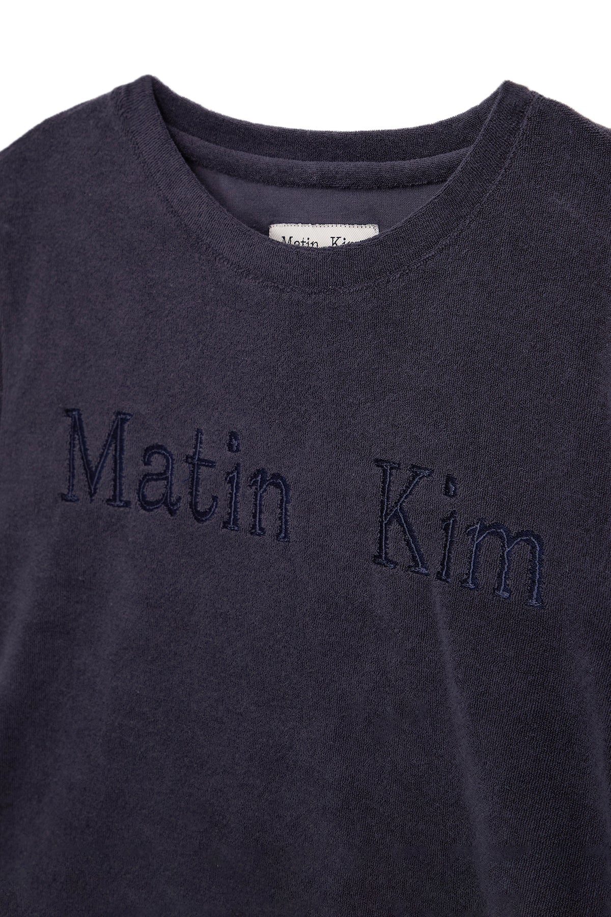 Matin Kim - Logo Point Terry Crop Top (Navy) product image 3 | TRAB K-Fashion Australia