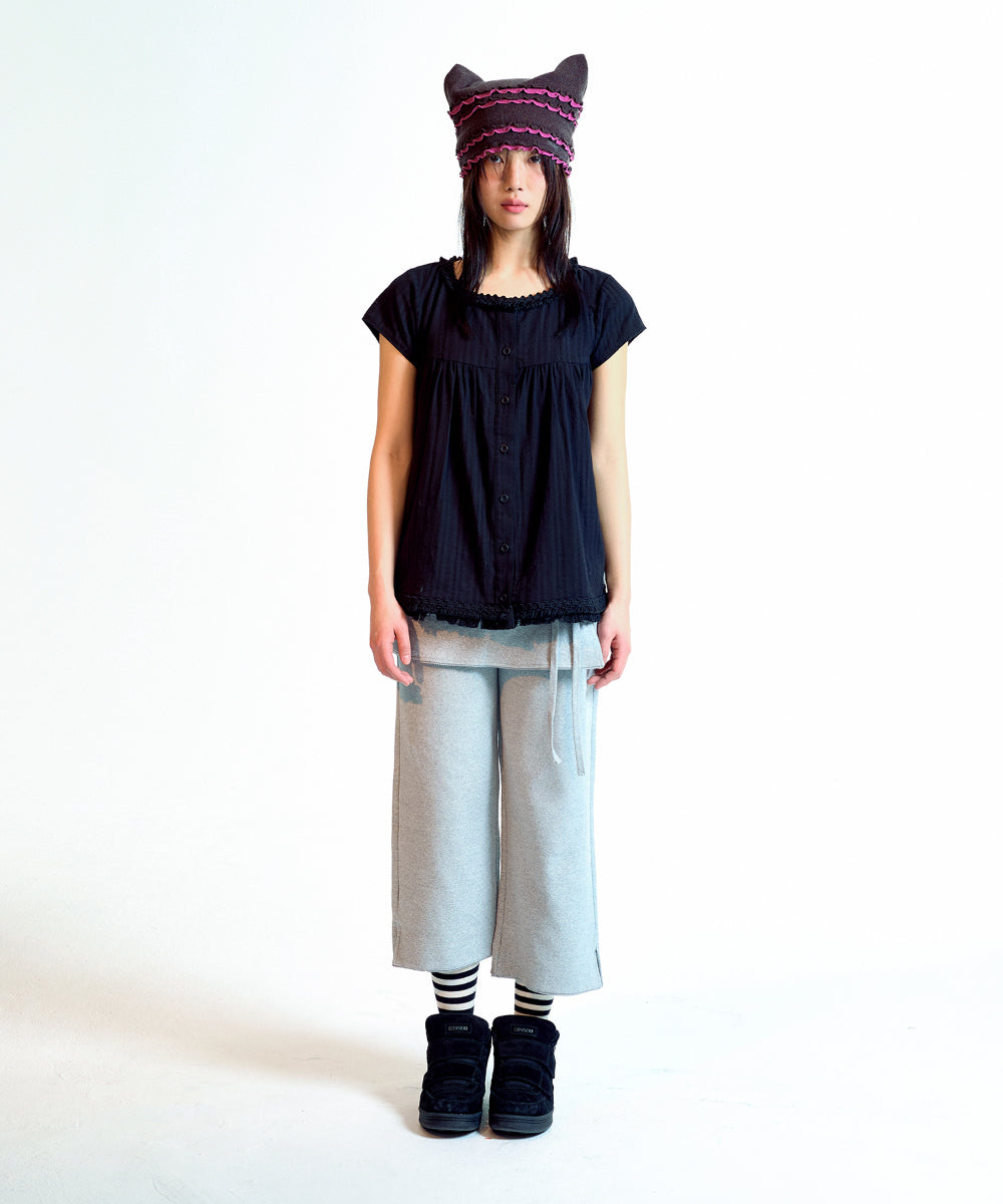 Coyseio - Fringe Shirring Blouse (Black) product image 11 | TRAB K-Fashion Australia