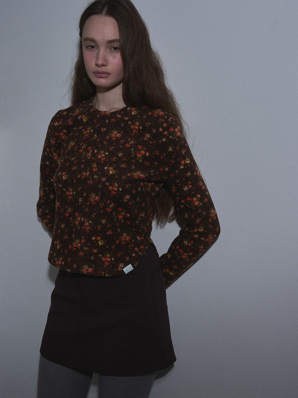 Margarin Fingers - Flower Fleece Cardigan (Brown) product image 1 | TRAB K-Fashion Australia