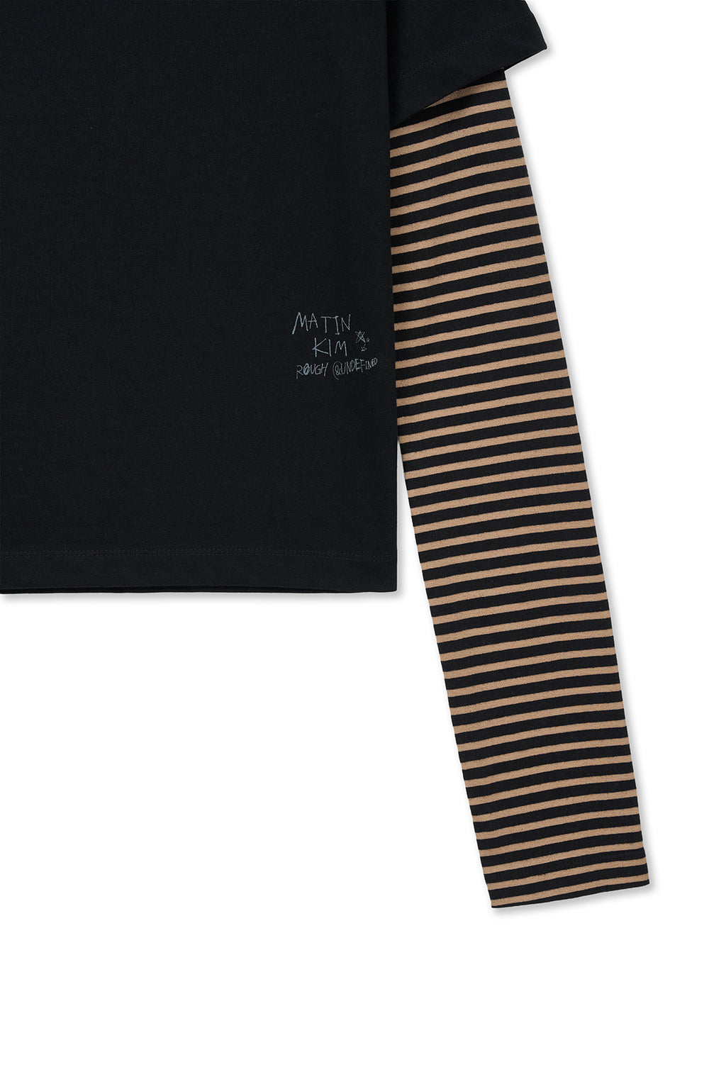 Matin Kim - Graffiti Logo Stripe Layered Top (Black) product image 4 | TRAB K-Fashion Australia