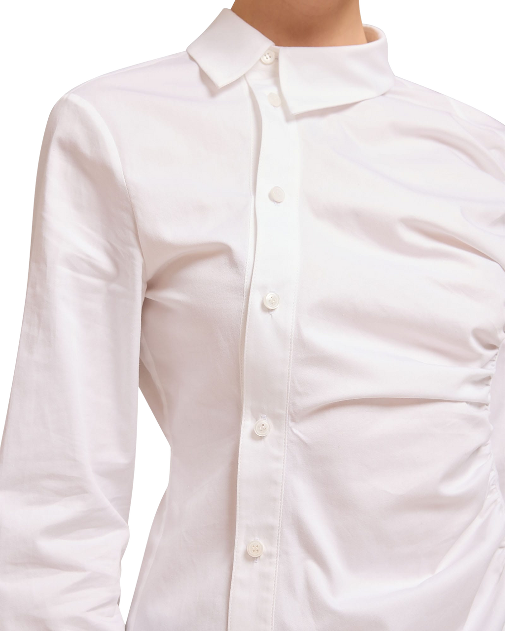 Kimhe Kim - Asymmetrical Shirring Shirt (White) product image 8 | TRAB K-Fashion Australia