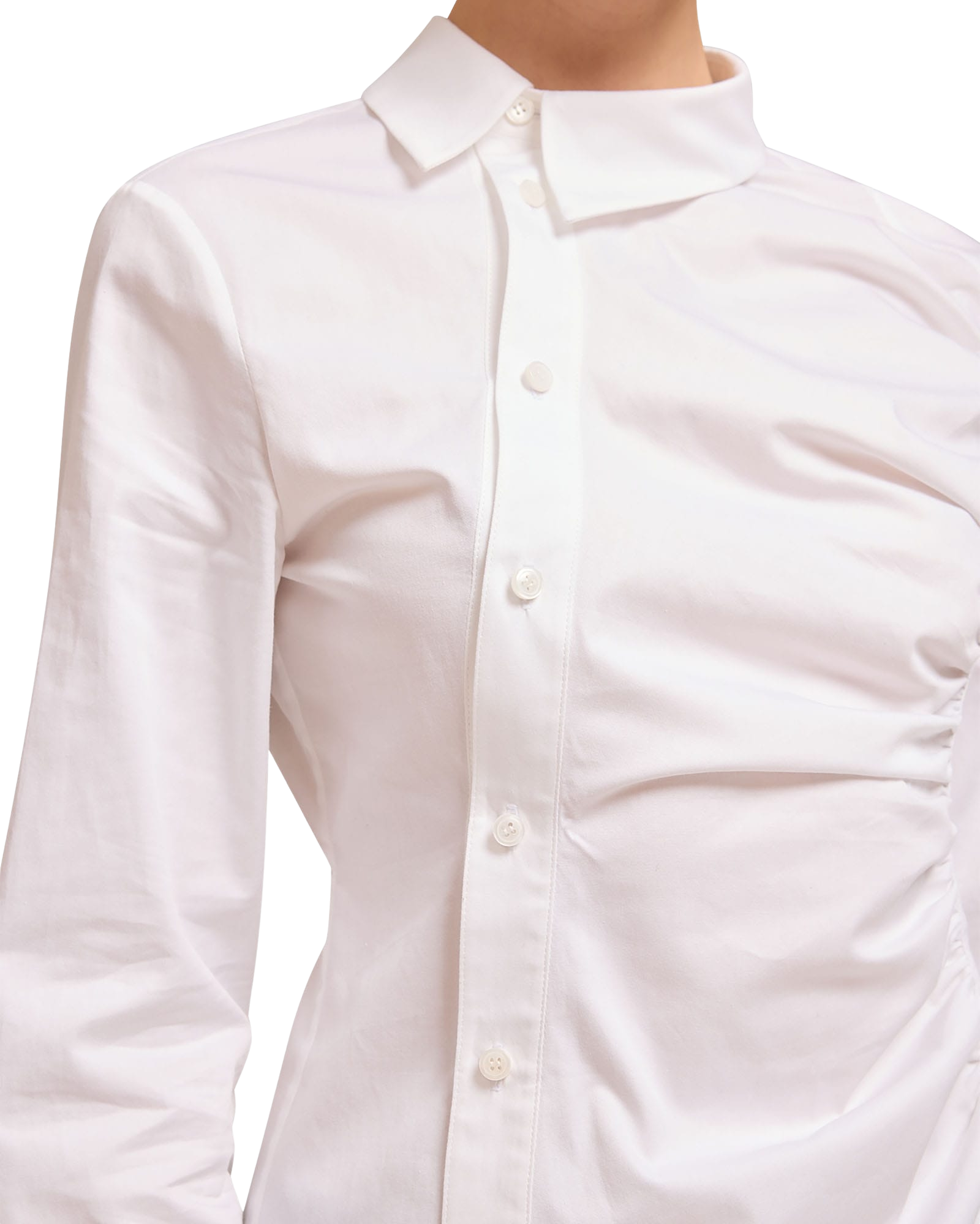 Kimhe Kim - Asymmetrical Shirring Shirt (White) product image 8 | TRAB K-Fashion Australia