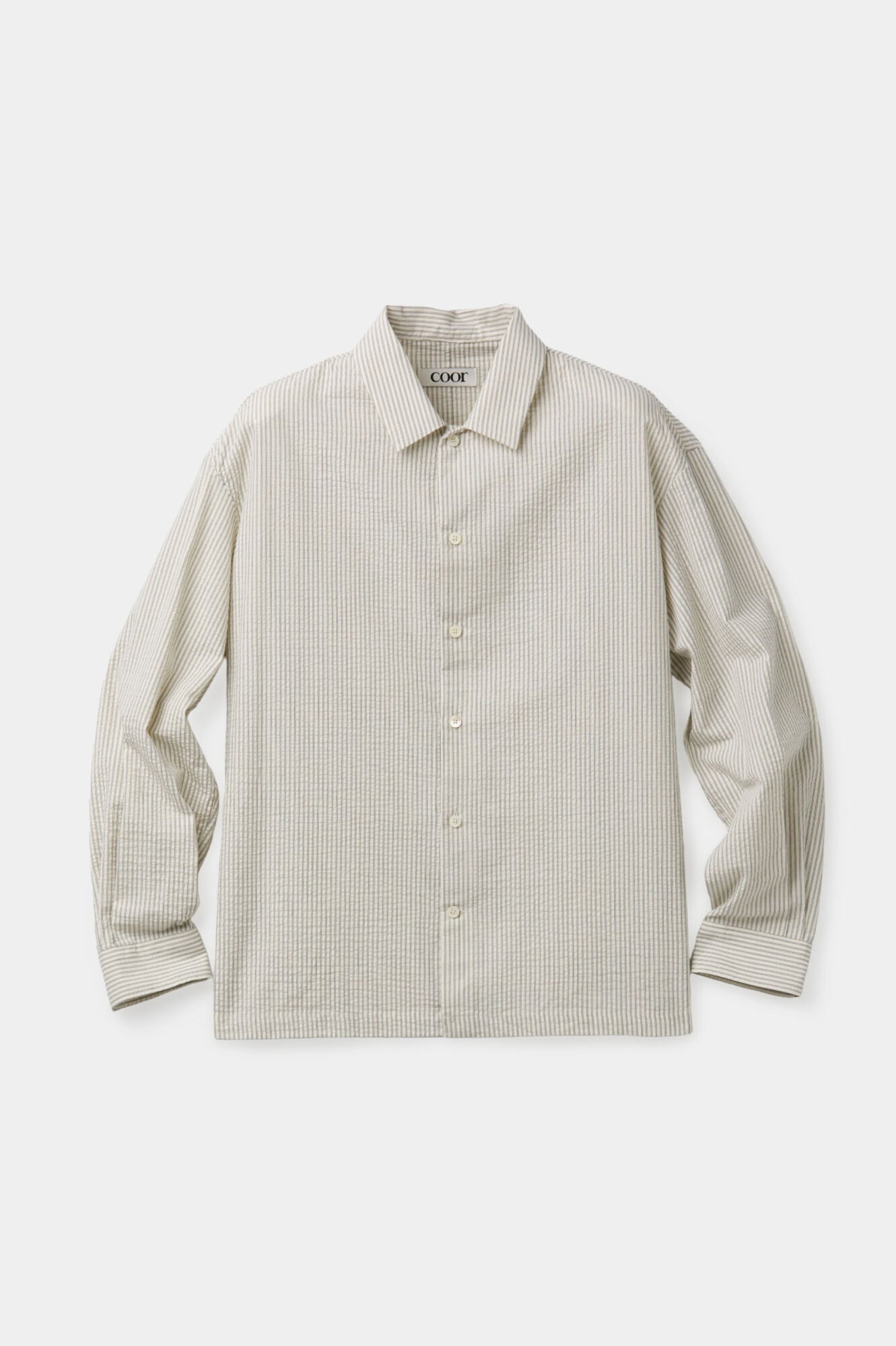 Coor - Stripe Cotton Lounge Shirt (Ivory) product image 1 | TRAB K-Fashion Australia