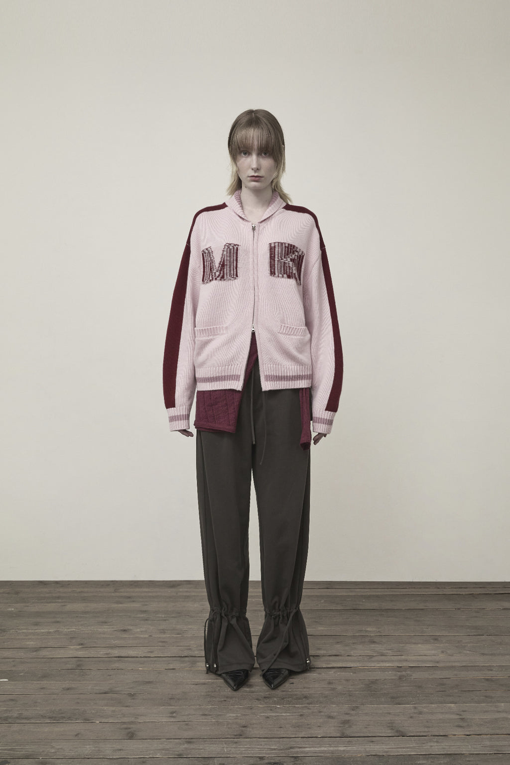 Matin Kim - Matin Kim Initial Knit Zip Up (Pink) product image 5 | TRAB K-Fashion Australia
