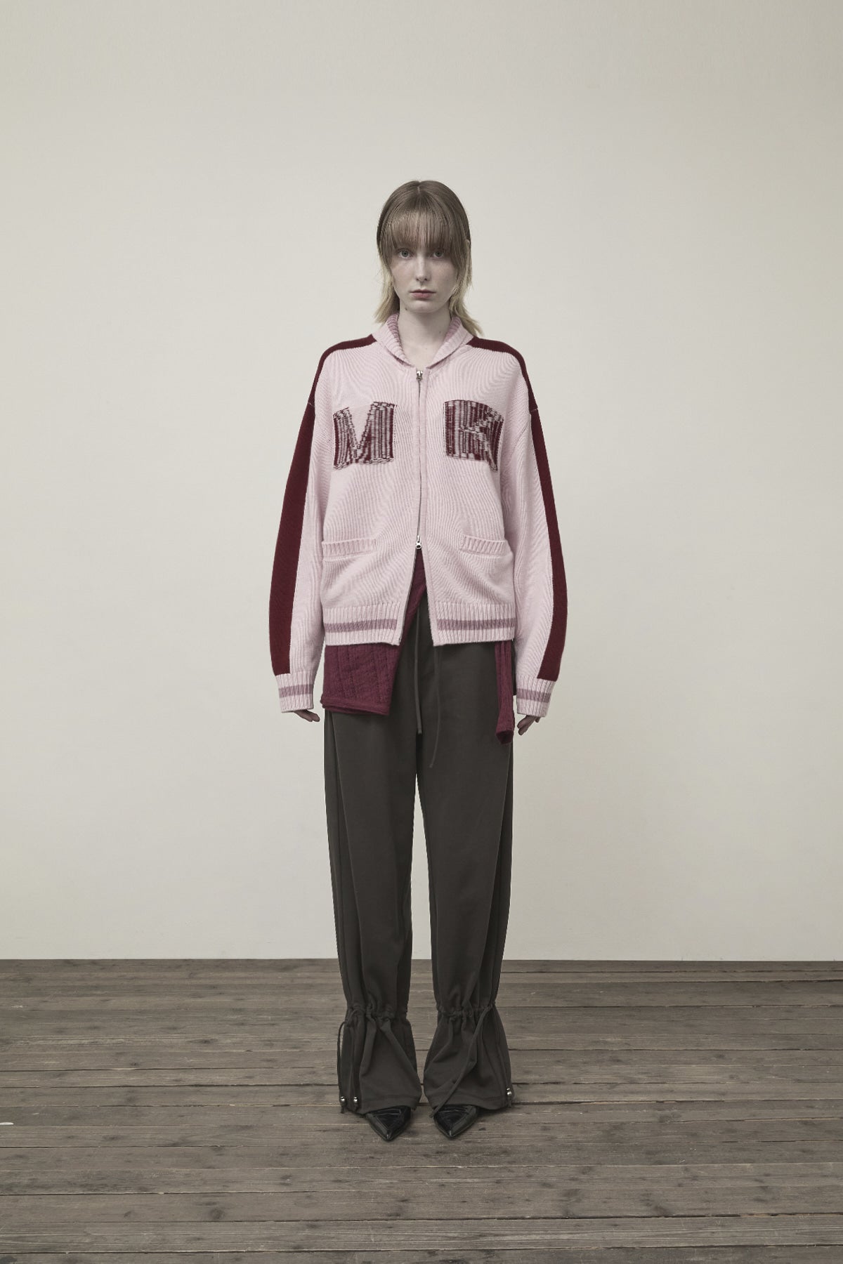 Matin Kim - Matin Kim Initial Knit Zip Up (Pink) product image 5 | TRAB K-Fashion Australia