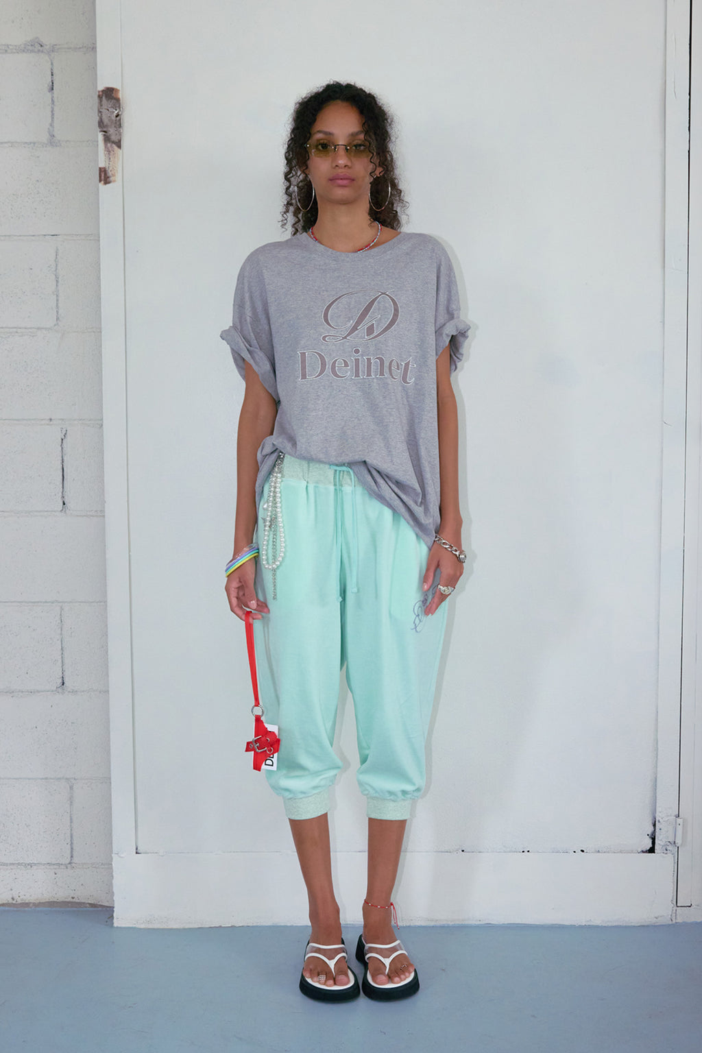 Deinet - Rose Typo Capri Jogger Pants (Mint) product image 1 | TRAB K-Fashion Australia