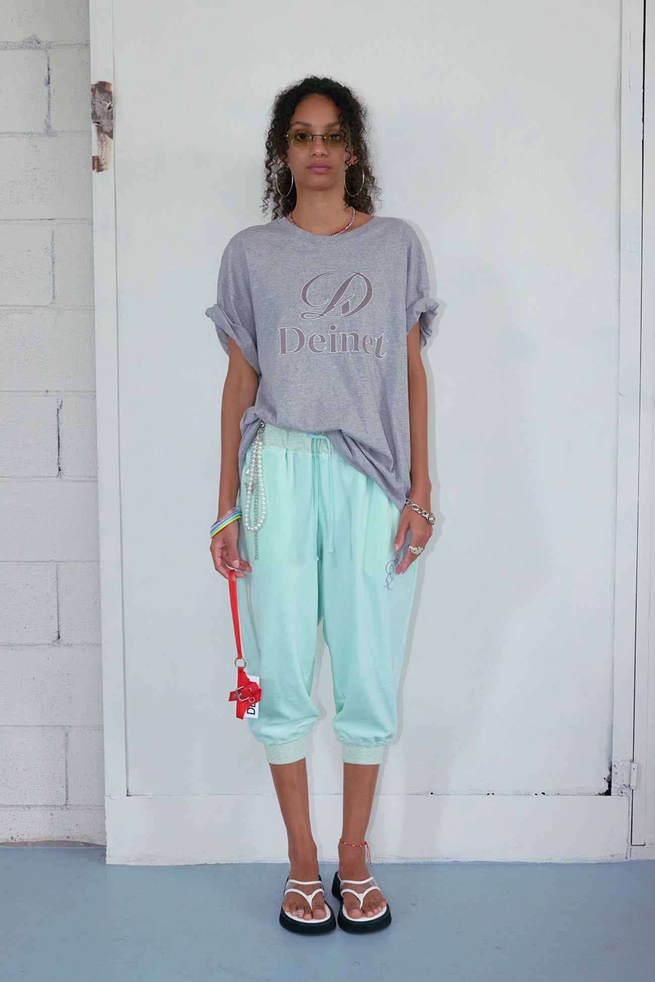 Deinet - Rose Typo Capri Jogger Pants (Mint) product image 1 | TRAB K-Fashion Australia