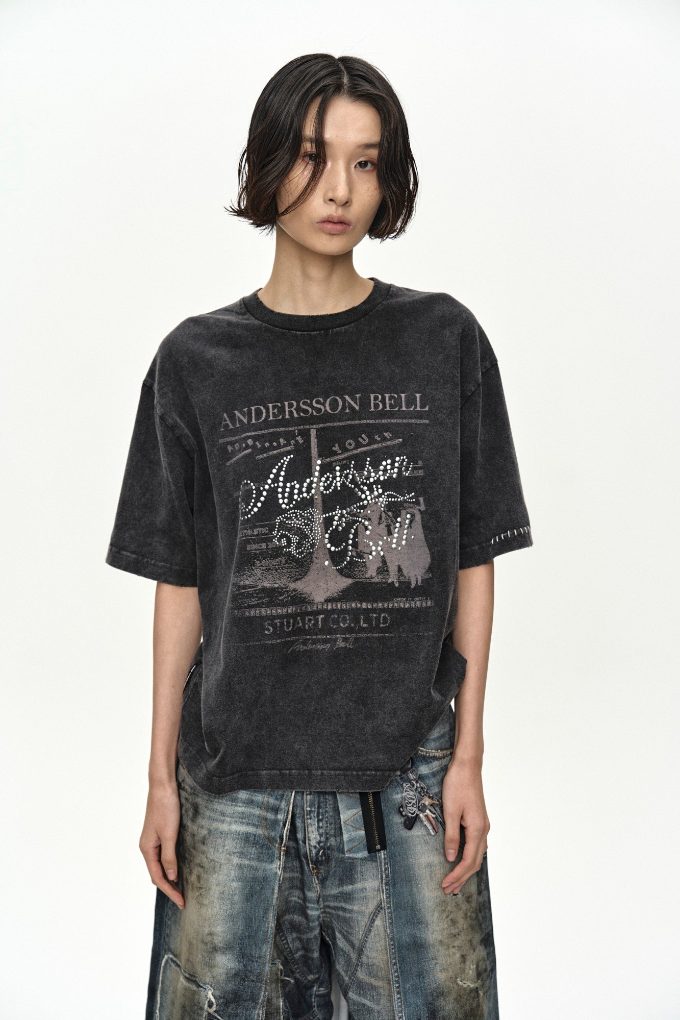 Andersson Bell - Rosie Hot-Fix Printed T-Shirt (Charcoal) product image 9 | TRAB K-Fashion Australia