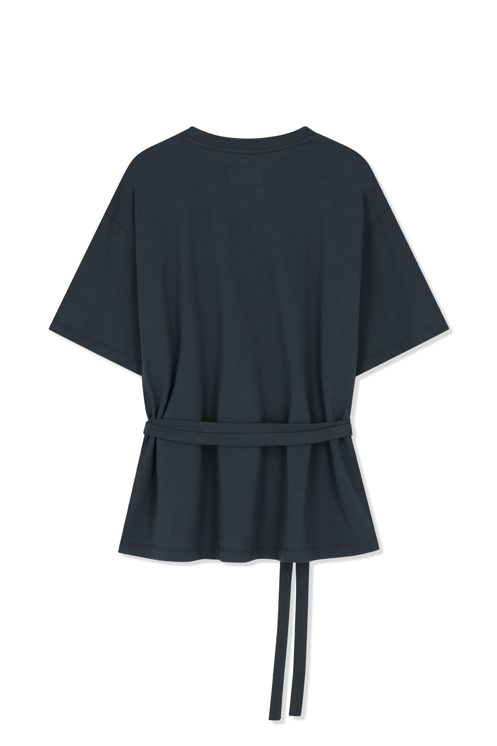 Matin Kim - Tie Detail Draped Logo Top (Charcoal) product image 2 | TRAB K-Fashion Australia
