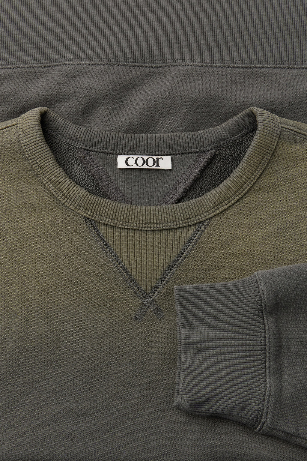 Coor - Panelled Crewneck Sweatshirt (Grayish Khaki) product image 5 | TRAB K-Fashion Australia
