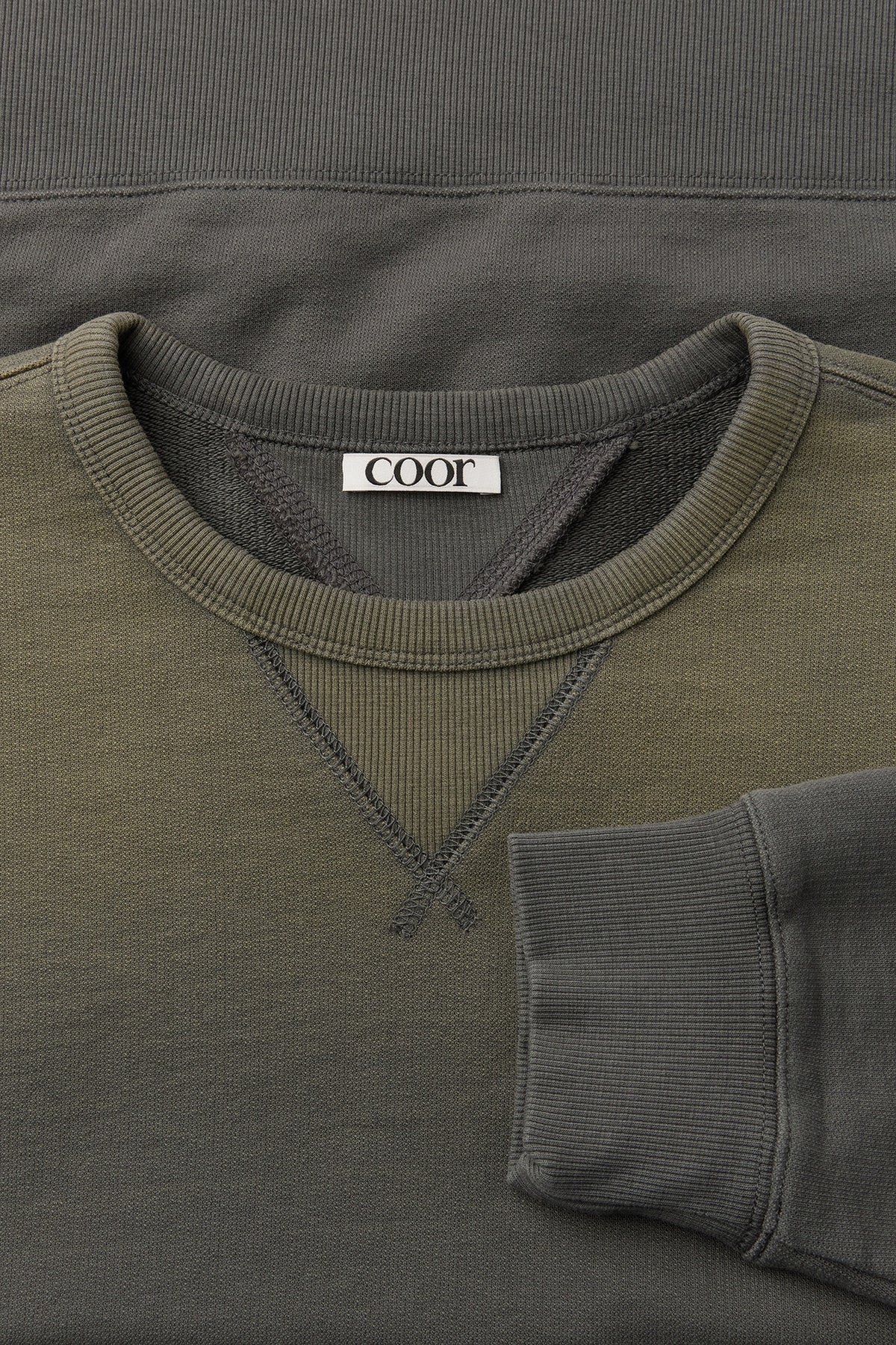 Coor - Panelled Crewneck Sweatshirt (Grayish Khaki) product image 5 | TRAB K-Fashion Australia