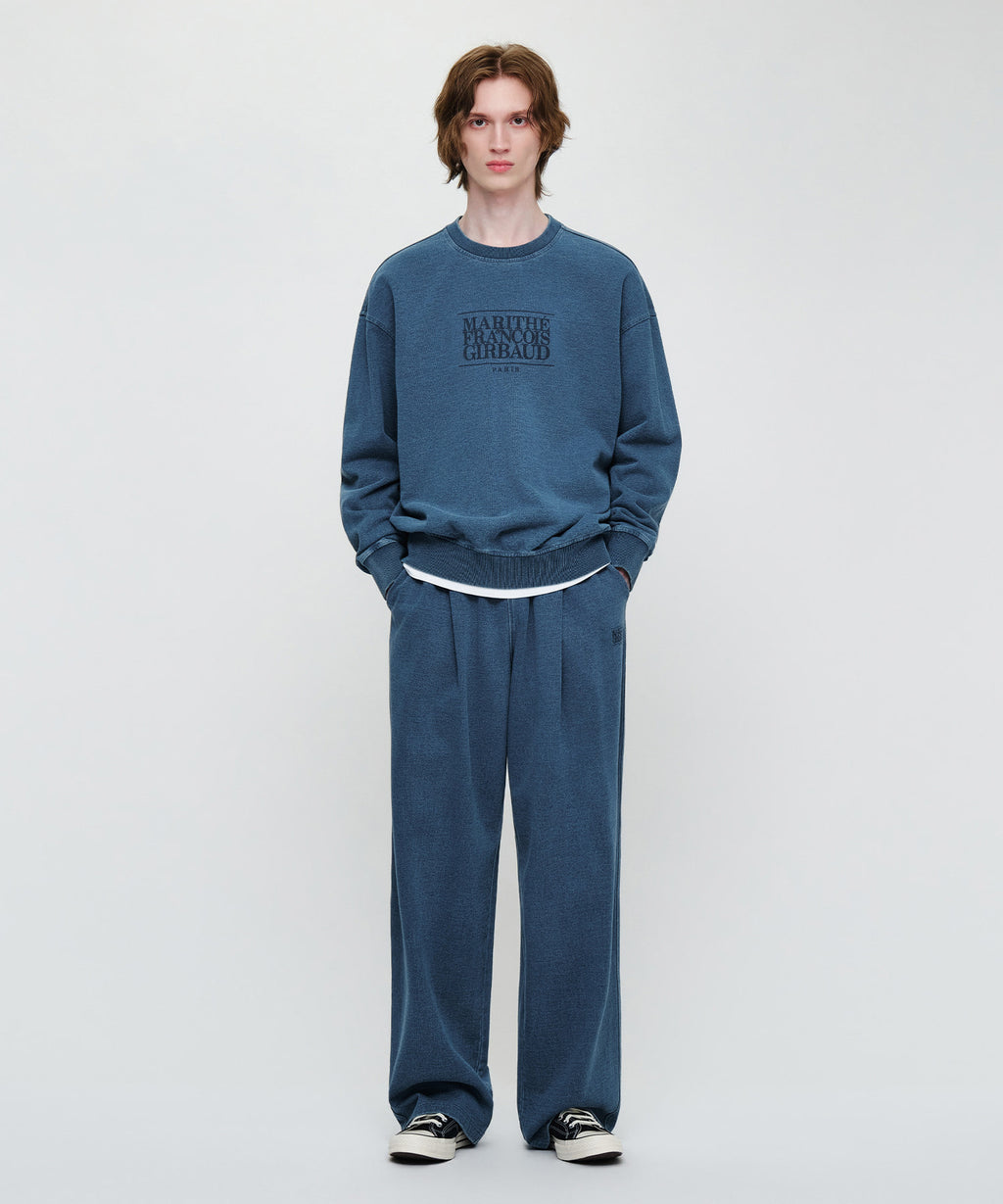 Marithe & Francois Girbaud - Crack Classic Logo Dyeing Oversized Sweatshirt (Blue) product image 4 | TRAB K-Fashion Australia