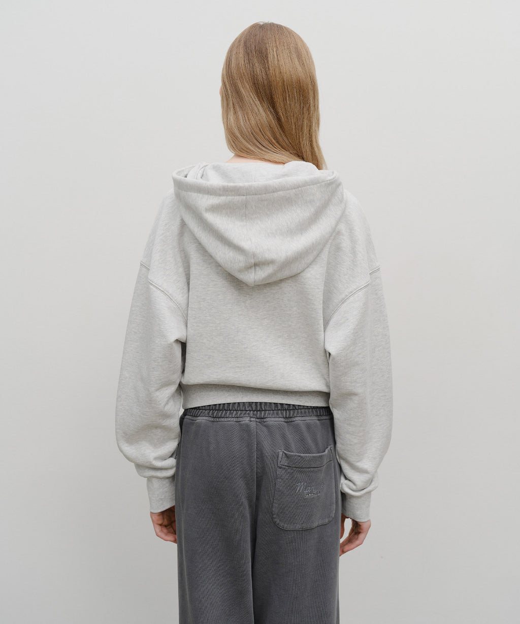 Marithe & Francois Girbaud - Small Classic Logo Crop Hoodie (Light Heather Gray) product image 3 | TRAB K-Fashion Australia