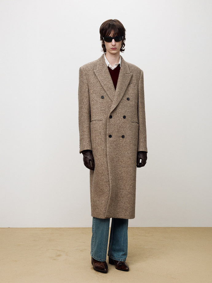 Tonywack - Textured Wool And Alpaca Double-Breasted Coat (Beige) product image 3 | TRAB K-Fashion Australia