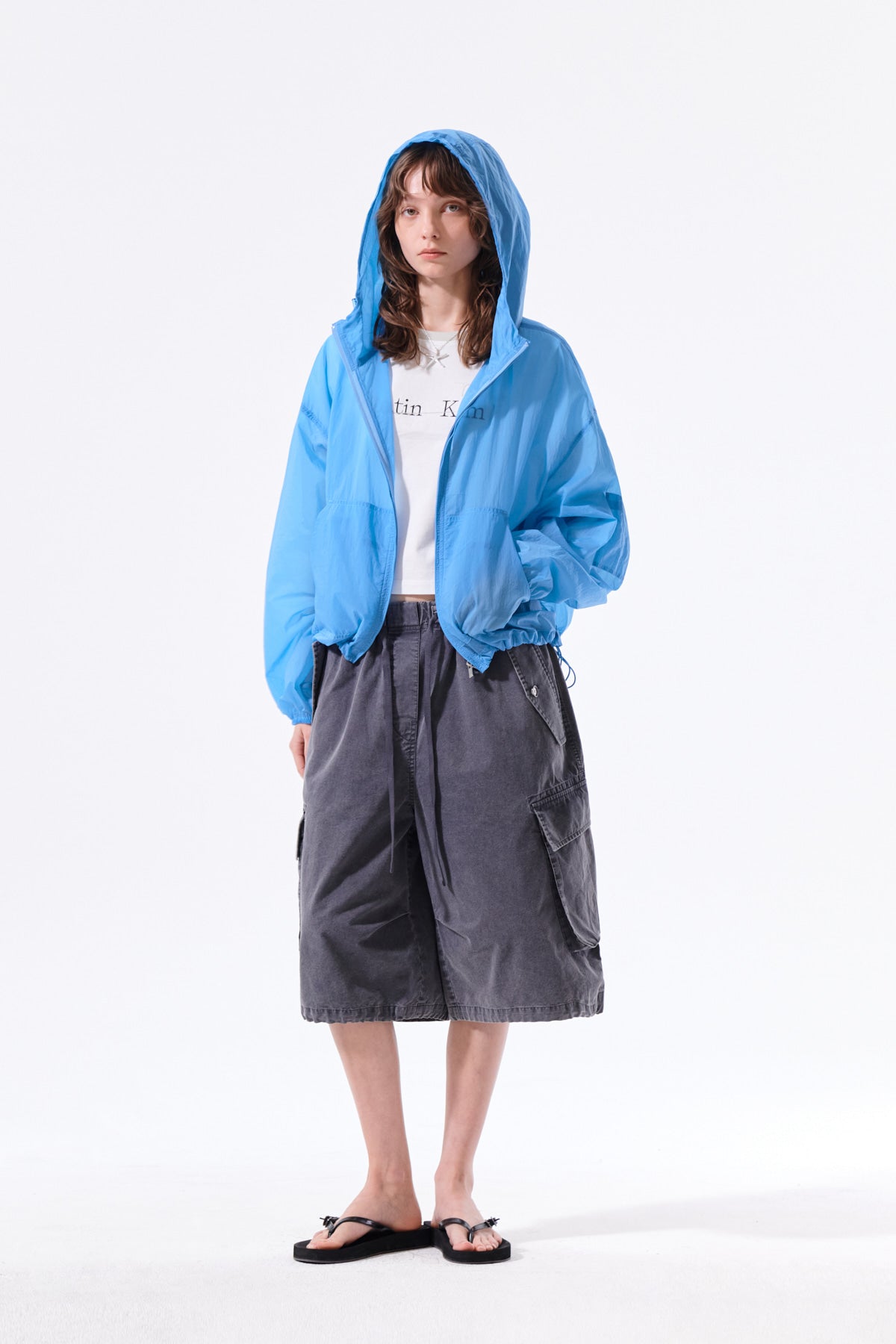 Matin Kim - Back Logo Hoody Windbreaker (Blue) product image 10 | TRAB K-Fashion Australia