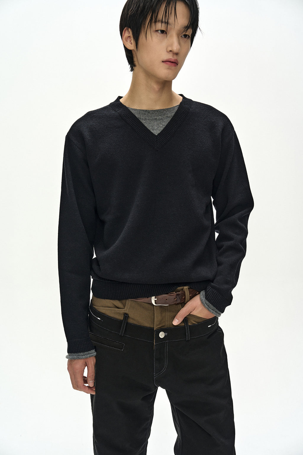 Andersson Bell - Double Waist Oxford Work Trousers (Black/Khaki) product image 5 | TRAB K-Fashion Australia