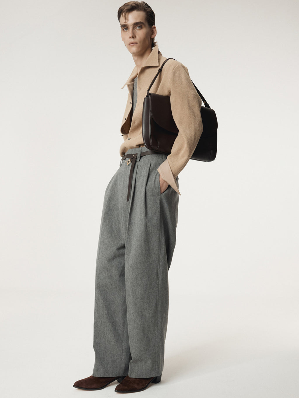 Recto - Wool Tweed Soft Shirt (Beige) product image 5 | TRAB K-Fashion Australia