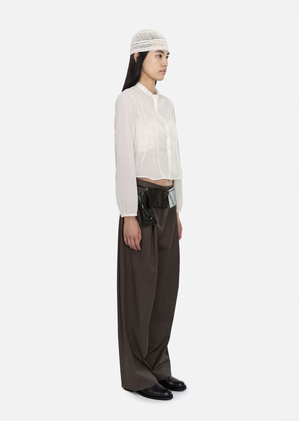 Amomento - Pintuck Slim Shirt (Ivory) product image 3 | TRAB K-Fashion Australia
