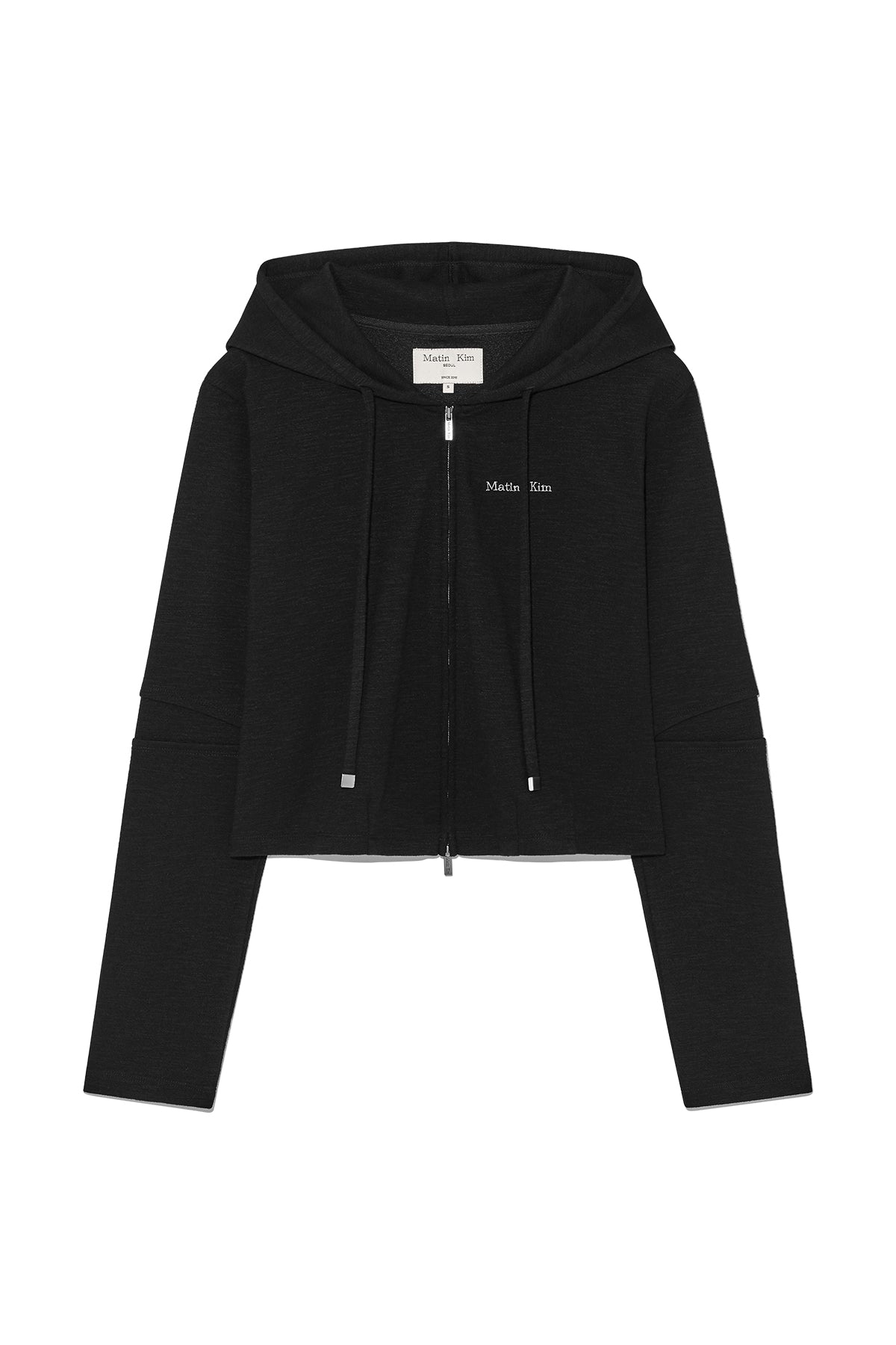 Matin Kim - Sleeve Slit Point Hoody Zip Up (Black) product image 1 | TRAB K-Fashion Australia