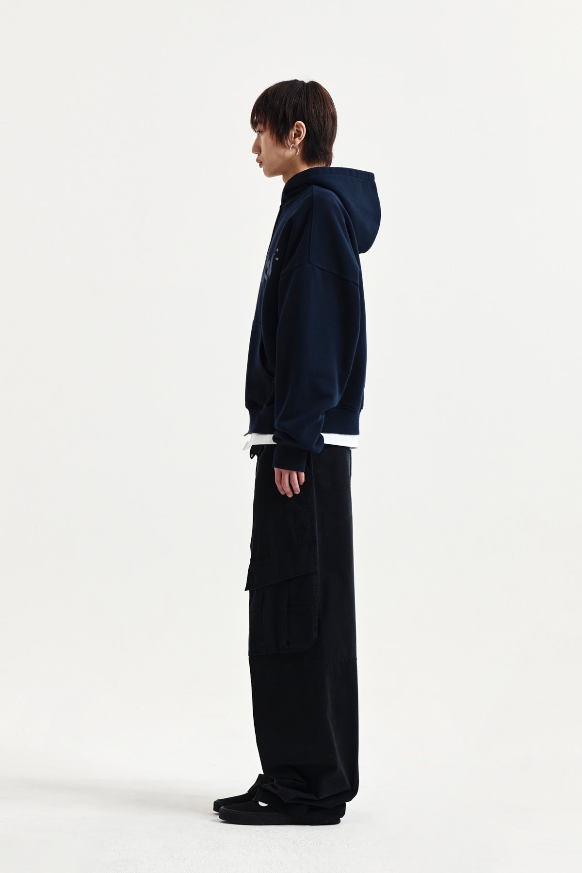 Matin Kim - Graffiti Logo Hoody Zip Up (Navy) product image 11 | TRAB K-Fashion Australia