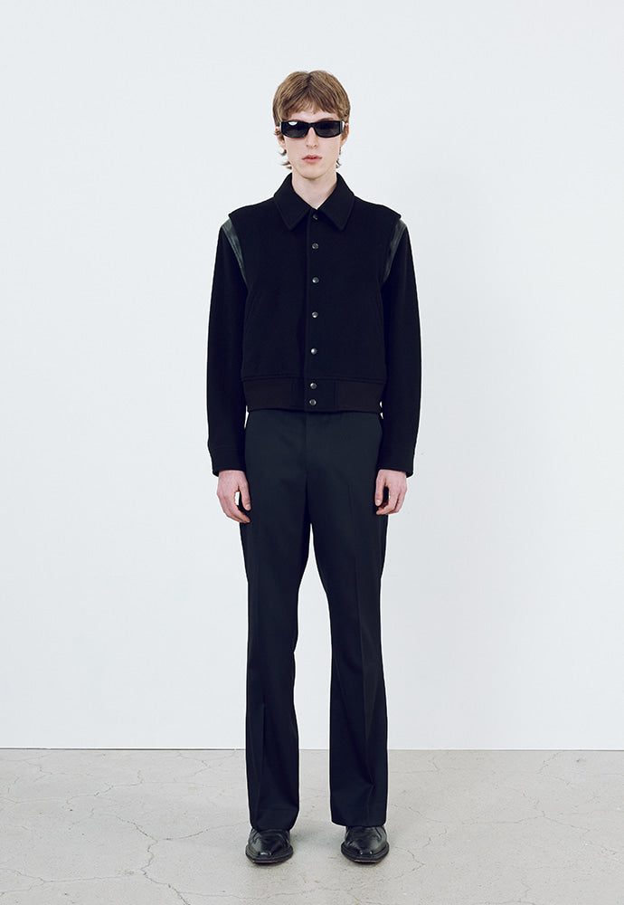 Tonywack - Leather-Trimmed Cropped Bomber Jacket (Black) product image 3 | TRAB K-Fashion Australia