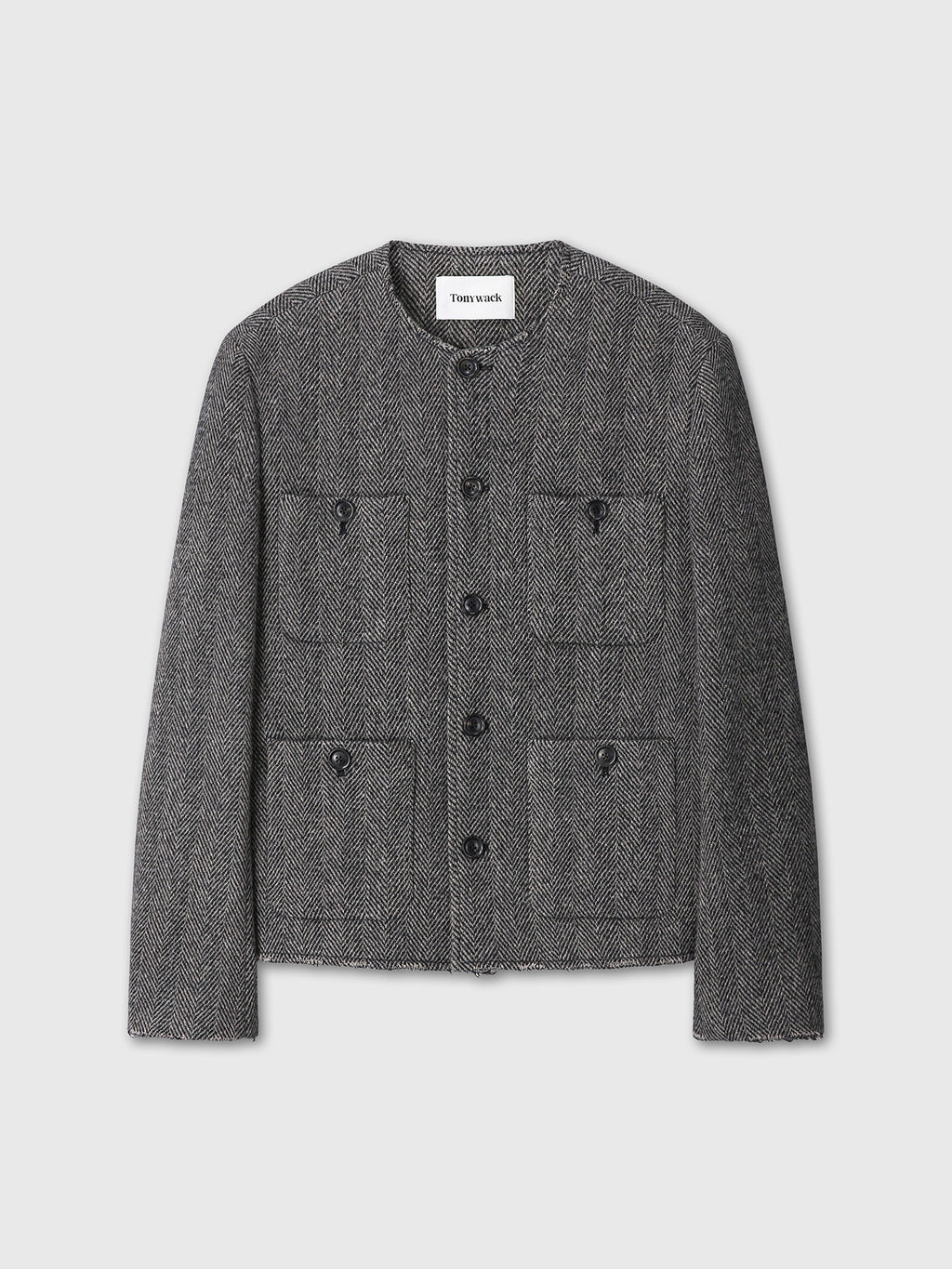 Tonywack - Herringbone Wool Cut-Off Blouson (Black/Grey) product image 9 | TRAB K-Fashion Australia