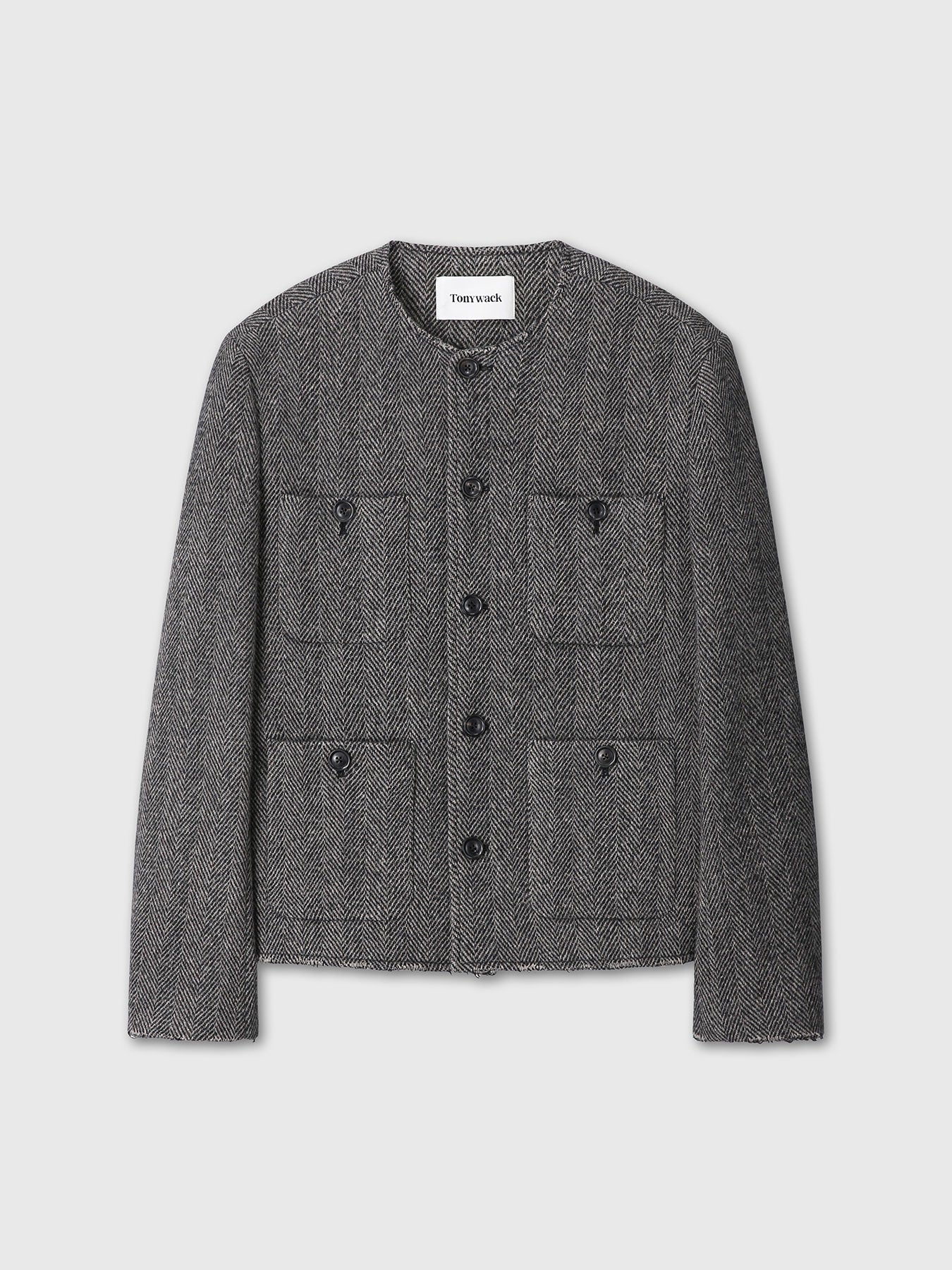 Tonywack - Herringbone Wool Cut-Off Blouson (Black/Grey) product image 9 | TRAB K-Fashion Australia