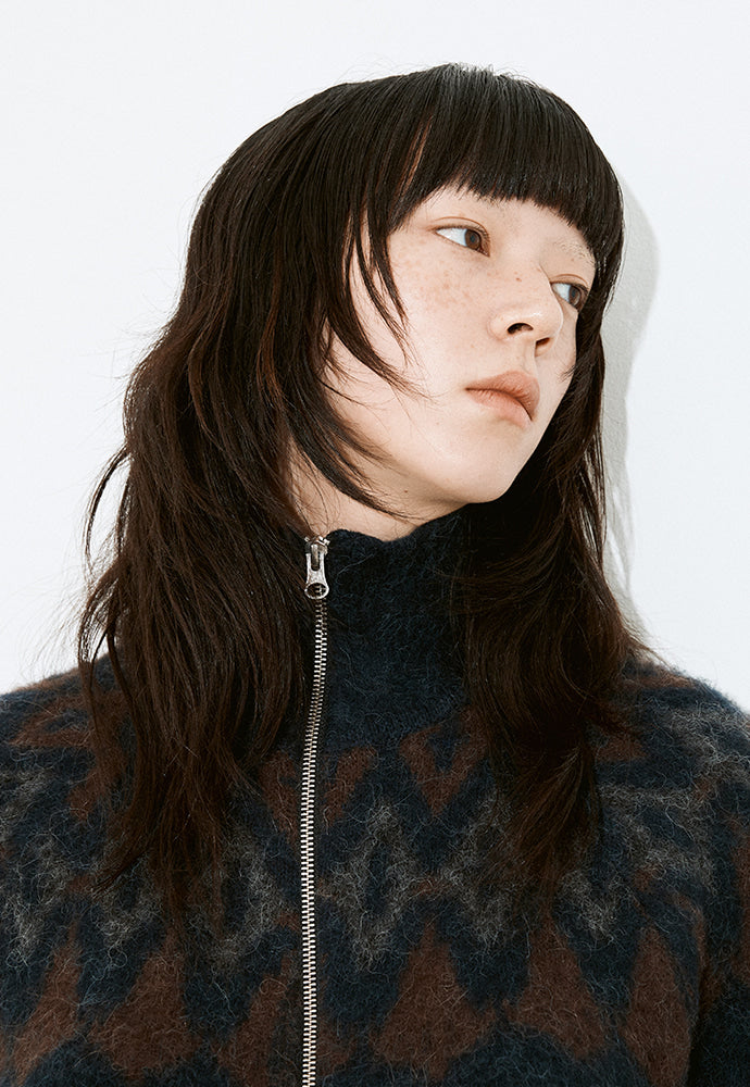 Tonywack - Nordic Mohair Zip Up Knit (Dark Navy) product image 7 | TRAB K-Fashion Australia
