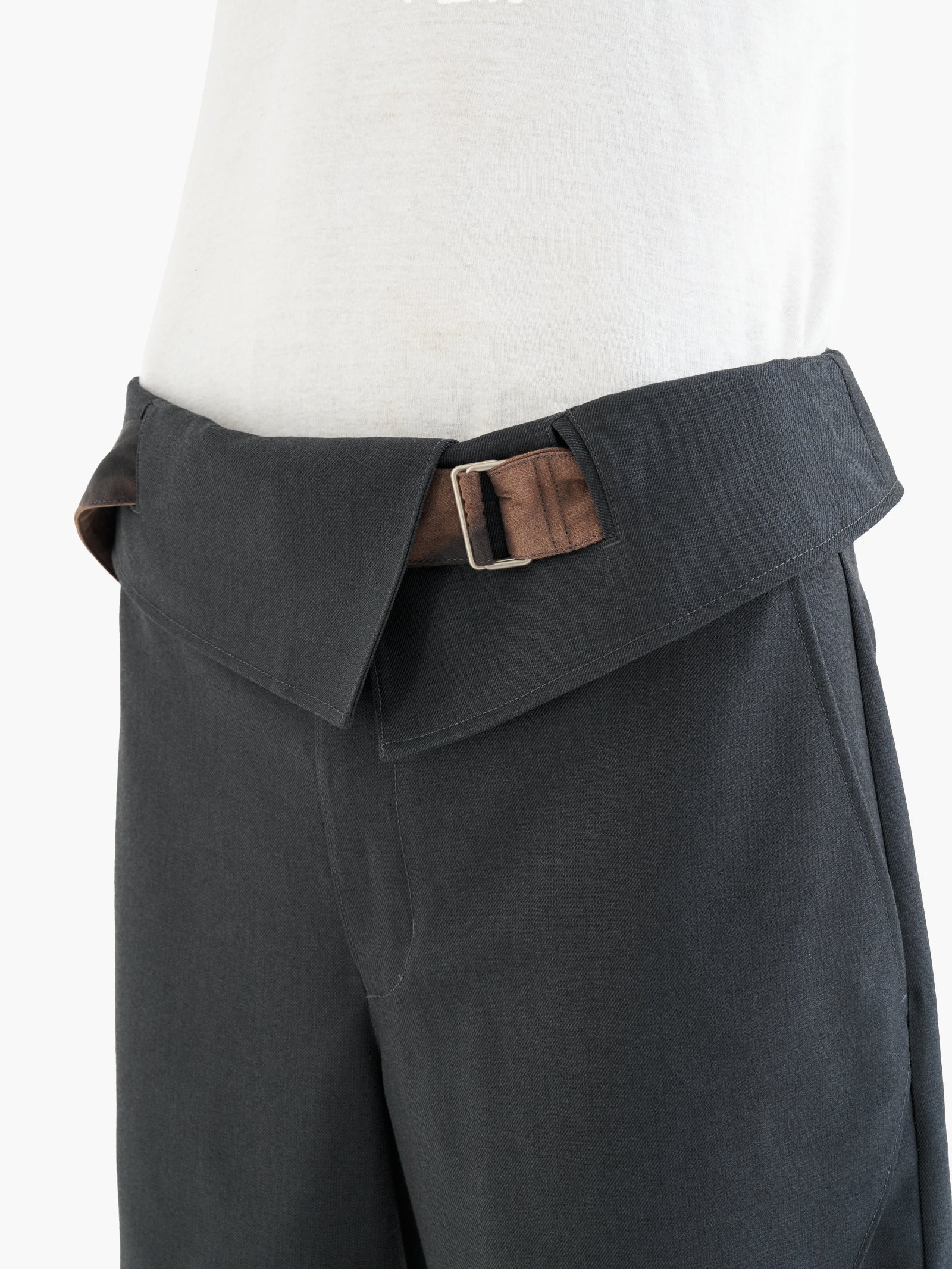 Jiyong Kim - Sun-Bleached Curved Trousers (Dark Grey) product image 9 | TRAB K-Fashion Australia