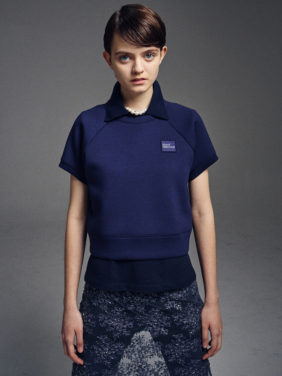 Mardi Mercredi - Neoprene Top Half Sleeve Square Logo (Navy) product image 1 | TRAB K-Fashion Australia