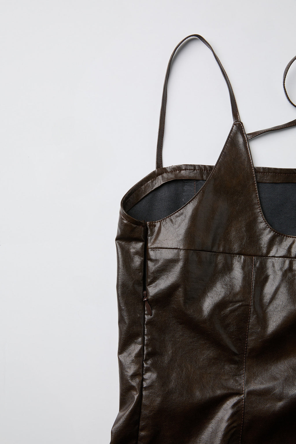 Coor - Fake Leather Back Strap Dress (Brown) product image 5 | TRAB K-Fashion Australia