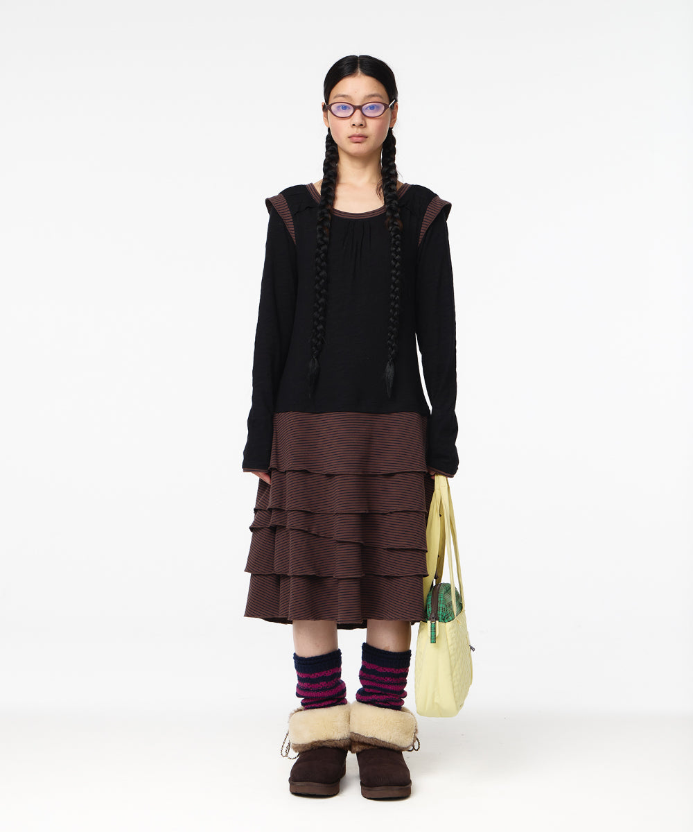 Coyseio - Stripe Cancan One Piece (Black) product image 7 | TRAB K-Fashion Australia