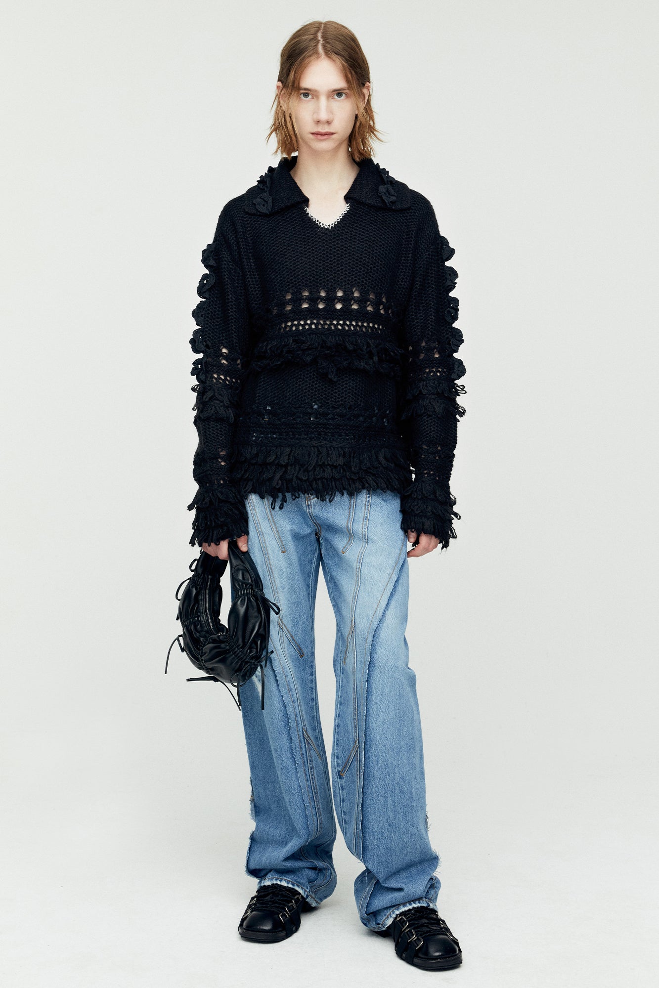 Andersson Bell - Loches Flower Polo Sweater (Black) product image 2 | TRAB K-Fashion Australia