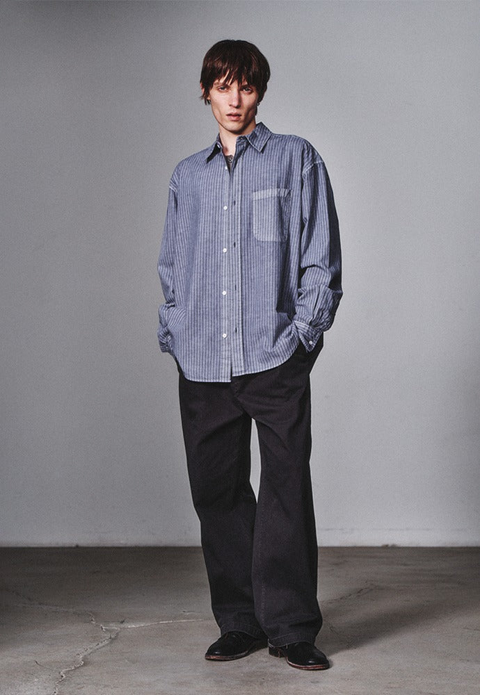 Art if acts - Pigment-Dyed Stripe Shirt (Violet Grey) product image 1 | TRAB K-Fashion Australia