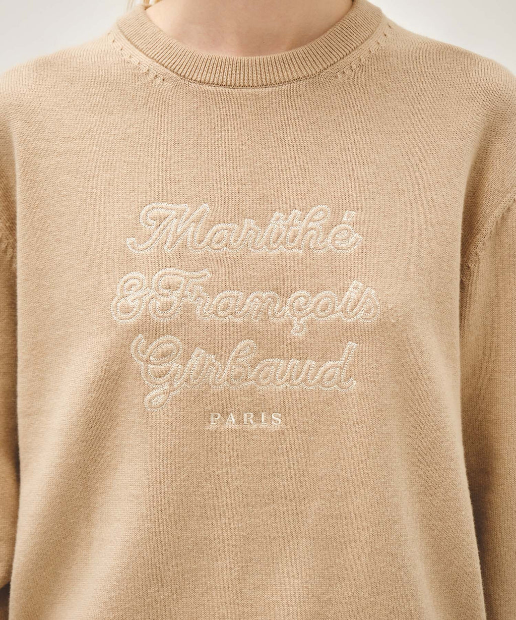 Marithe & Francois Girbaud - Drawing Classic Logo Knit Pullover (Beige) product image 4 | TRAB K-Fashion Australia