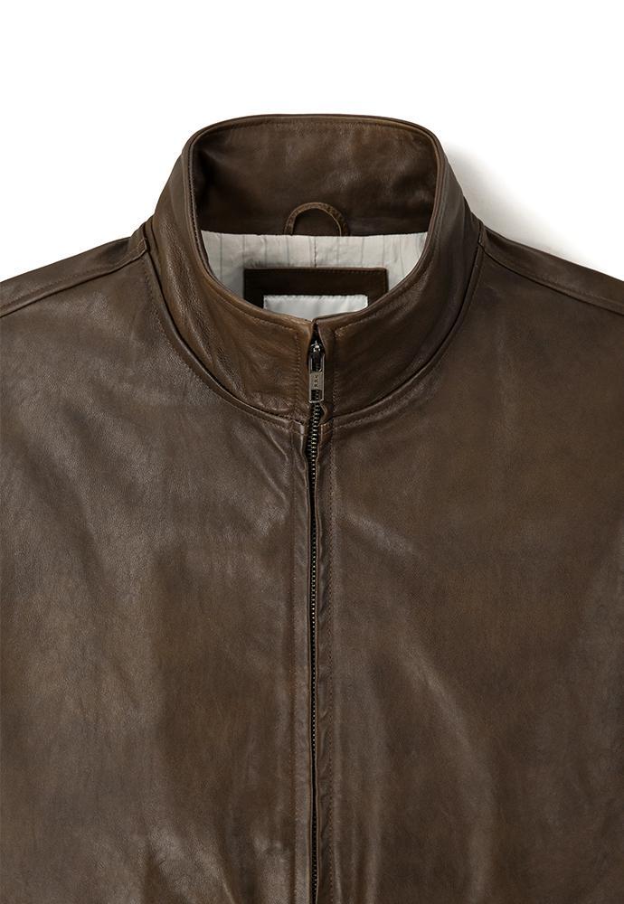 Art if acts - Stand Collar Leather Blouson Italy Vegetable Leather (Cloud Brown) product image 9 | TRAB K-Fashion Australia