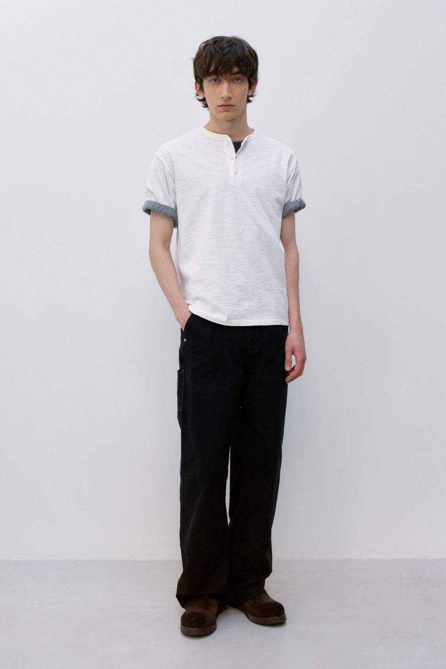 Insilence - Henley Neck Short Sleeve (White) product image 1 | TRAB K-Fashion Australia