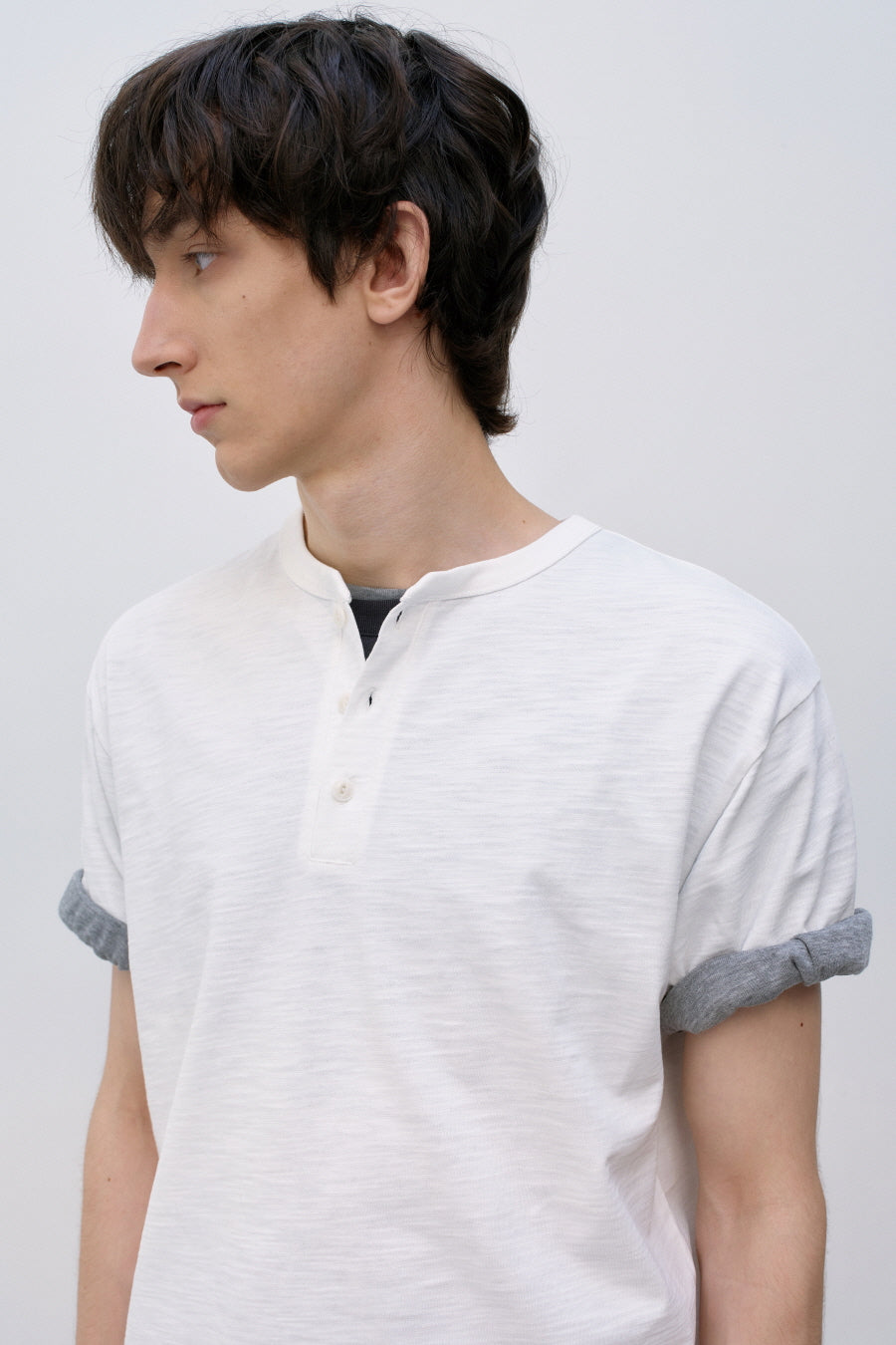 Insilence - Henley Neck Short Sleeve (White) product image 5 | TRAB K-Fashion Australia
