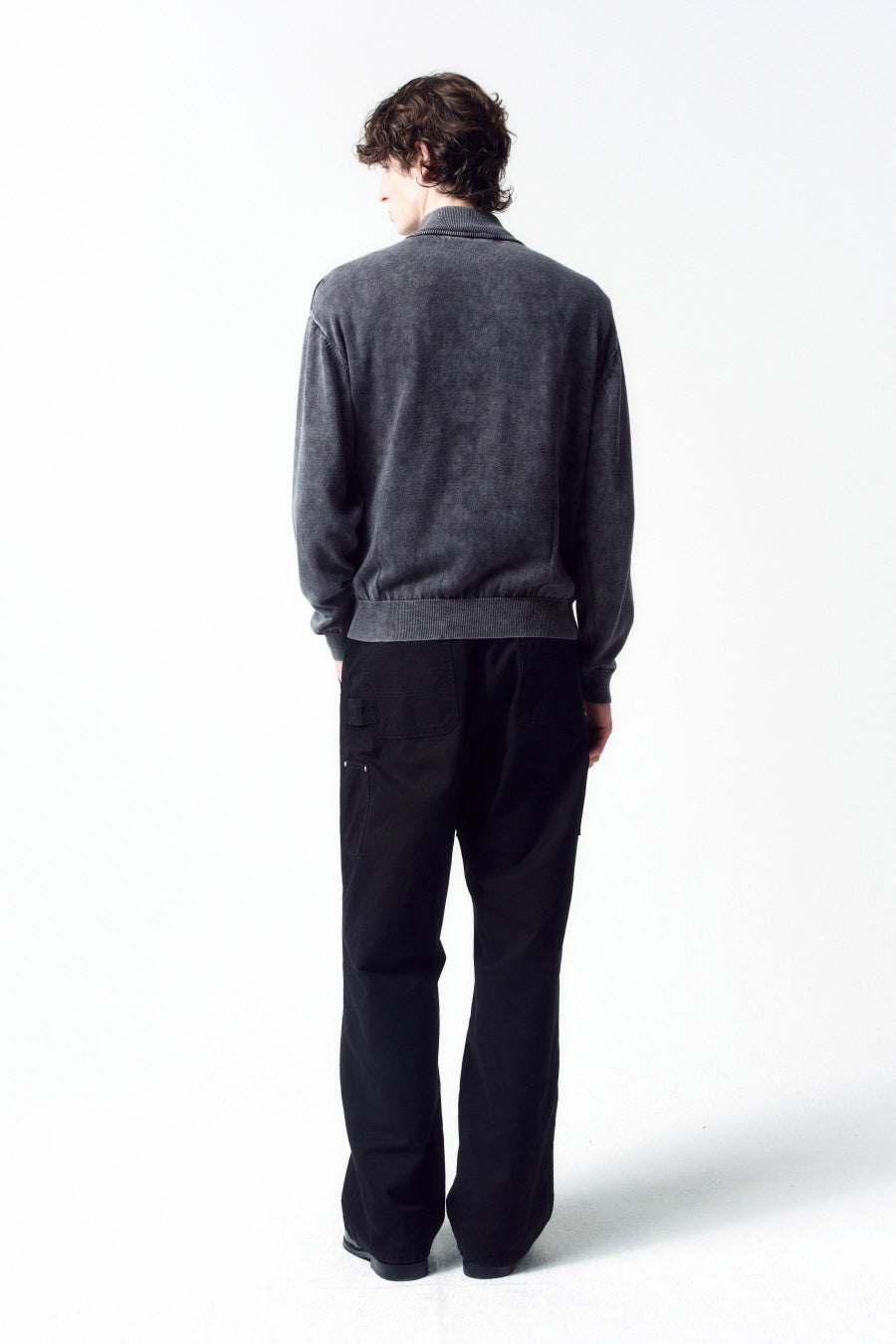 Insilence - Stone Washed Knit Zip-Up (Washed Grey) product image 4 | TRAB K-Fashion Australia