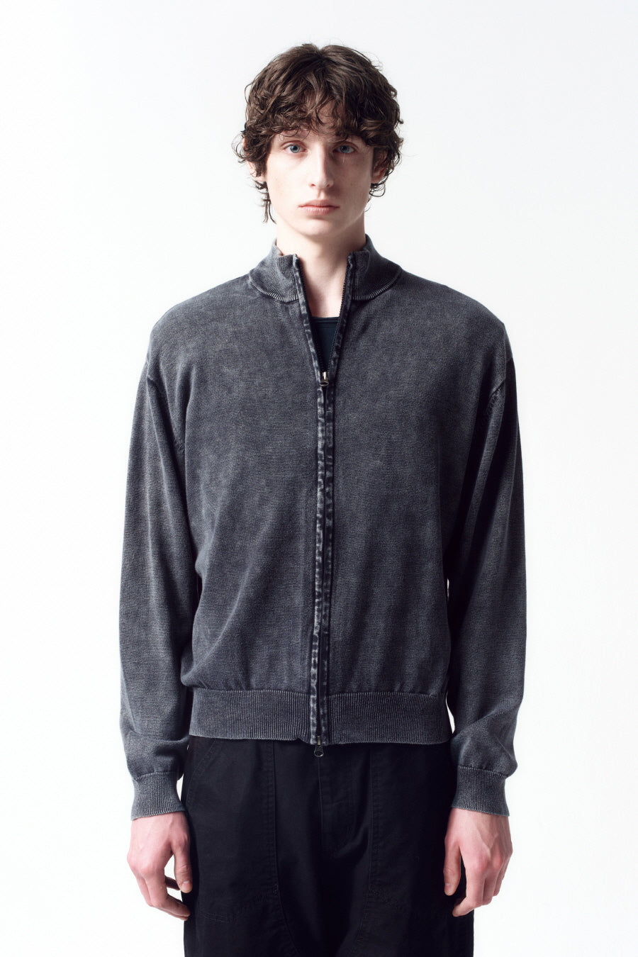 Insilence - Stone Washed Knit Zip-Up (Washed Grey) product image 6 | TRAB K-Fashion Australia