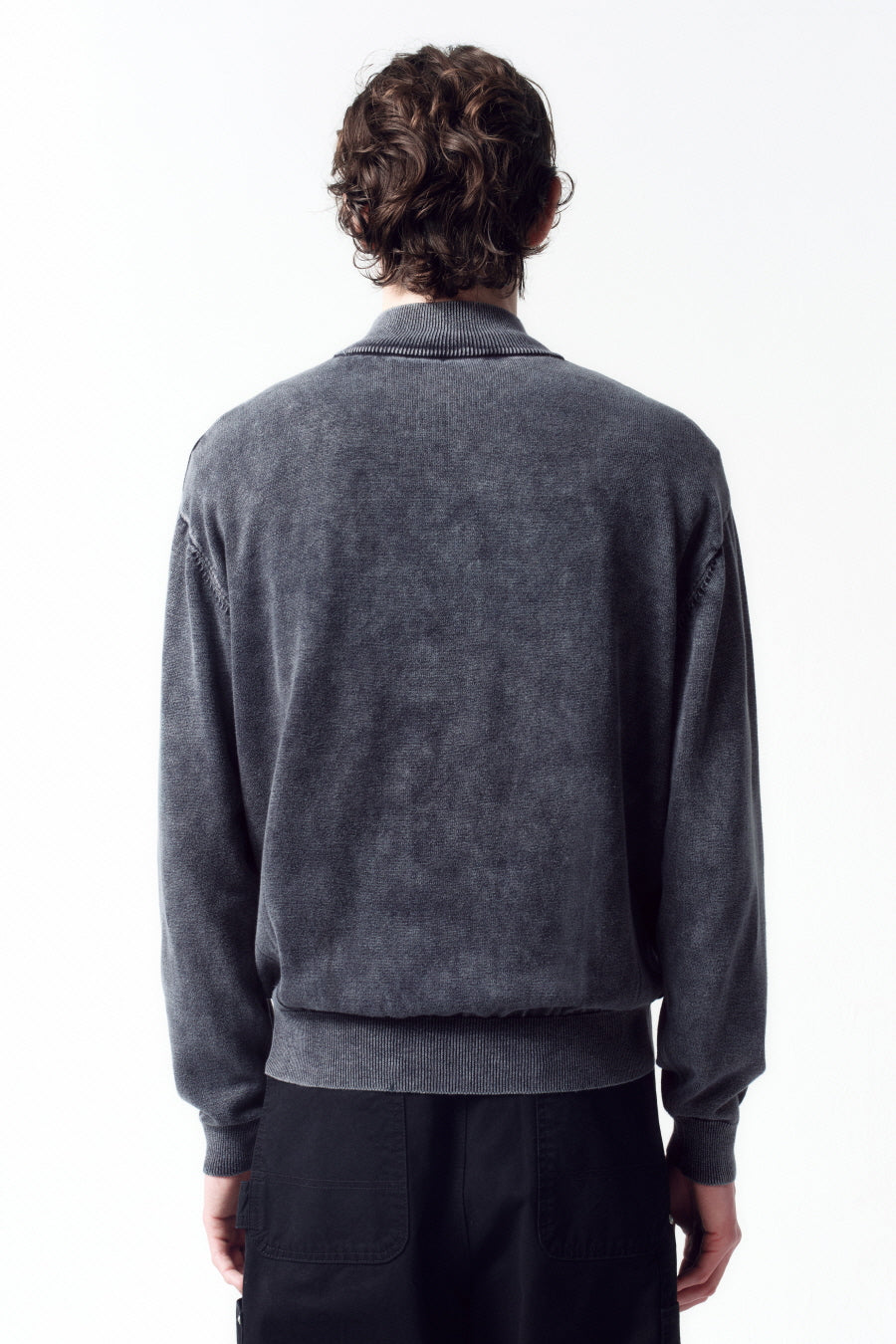 Insilence - Stone Washed Knit Zip-Up (Washed Grey) product image 5 | TRAB K-Fashion Australia