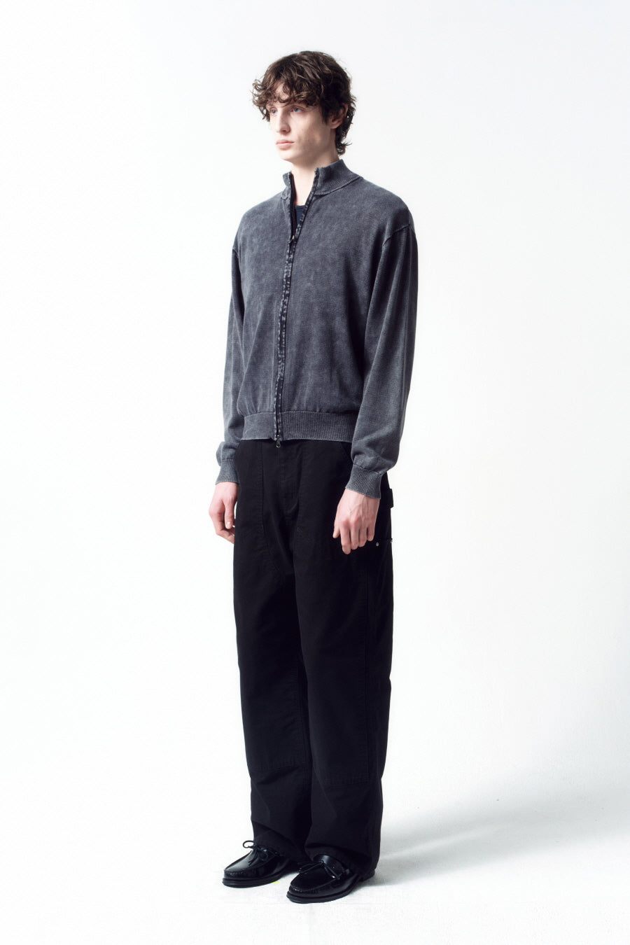 Insilence - Stone Washed Knit Zip-Up (Washed Grey) product image 3 | TRAB K-Fashion Australia