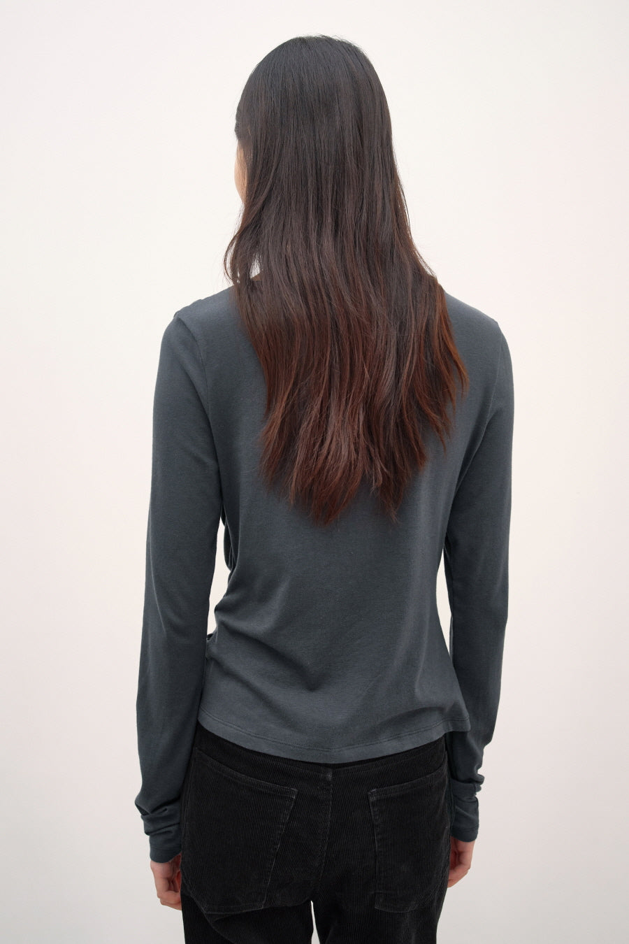 Insilence - Draping Boat Neck Long Sleeve (Charcoal) product image 5 | TRAB K-Fashion Australia