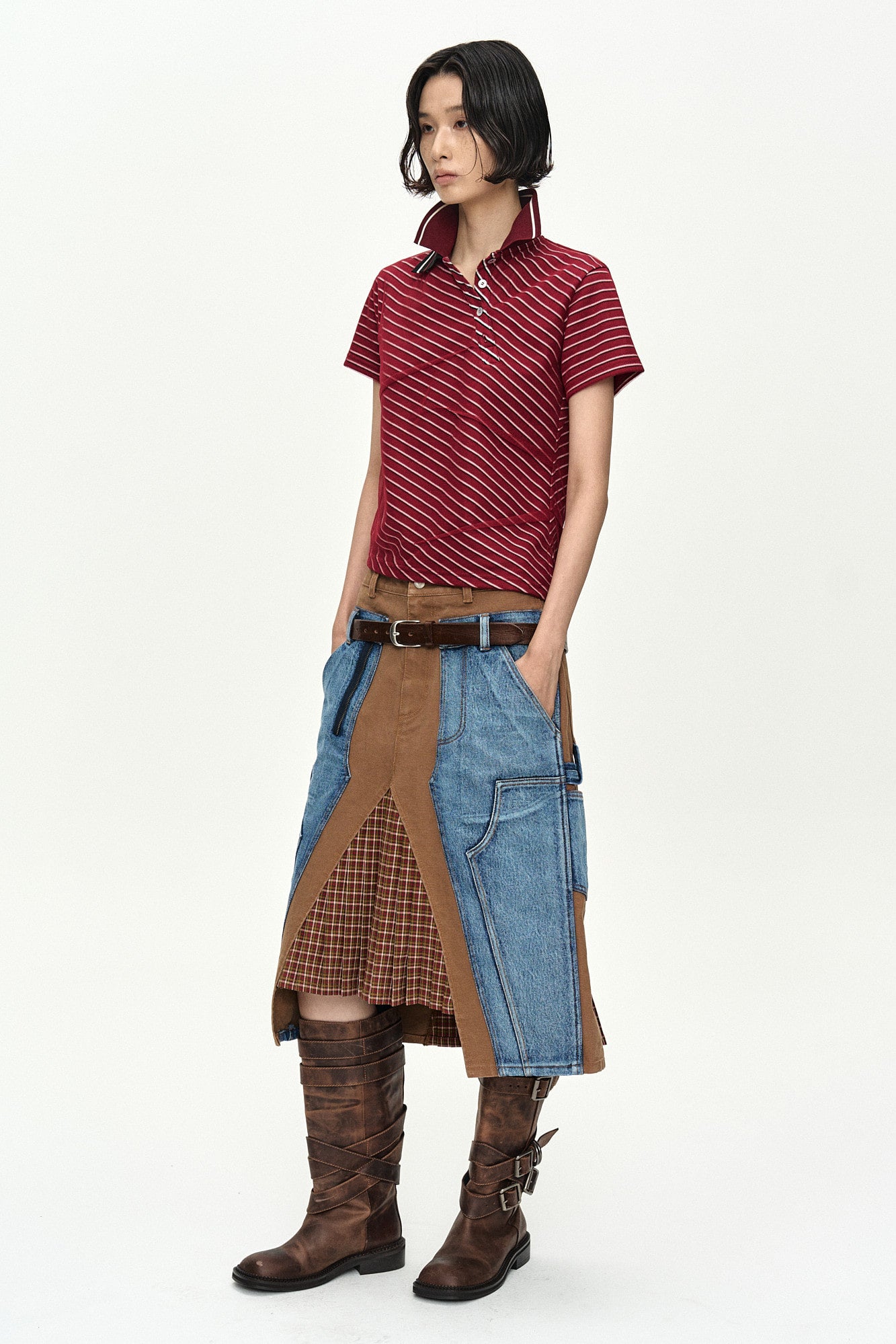 Andersson Bell - Twisted Pk Polo Top (Red) product image 2 | TRAB K-Fashion Australia