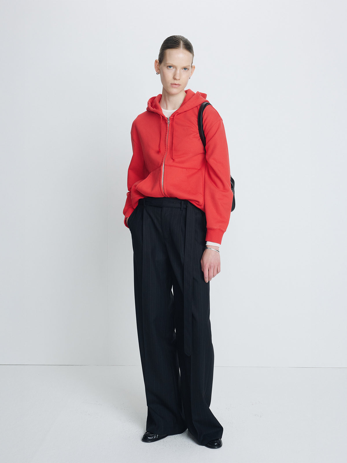 Tonywack - Pinstriped Wool Belted Trousers (Black Stripe) product image 9 | TRAB K-Fashion Australia