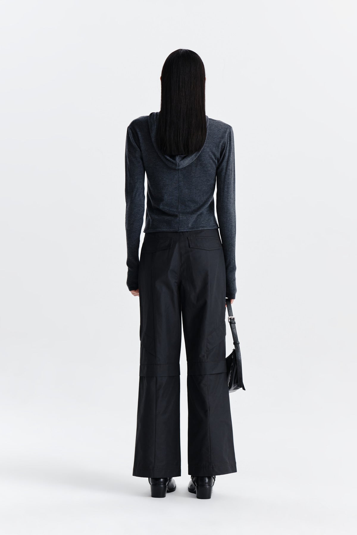 Matin Kim - Plain Slim Knit Hoody (Charcoal) product image 7 | TRAB K-Fashion Australia